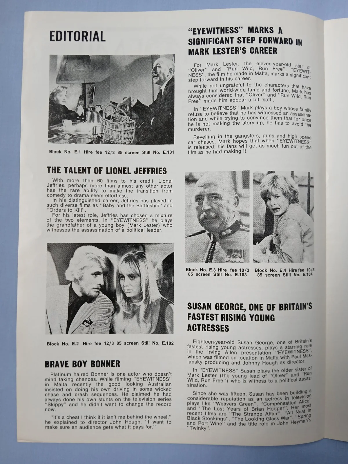 EYEWITNESS (aka SUDDEN TERROR)(1970)original UK Campaign Press Book -Mark Lester, image 3