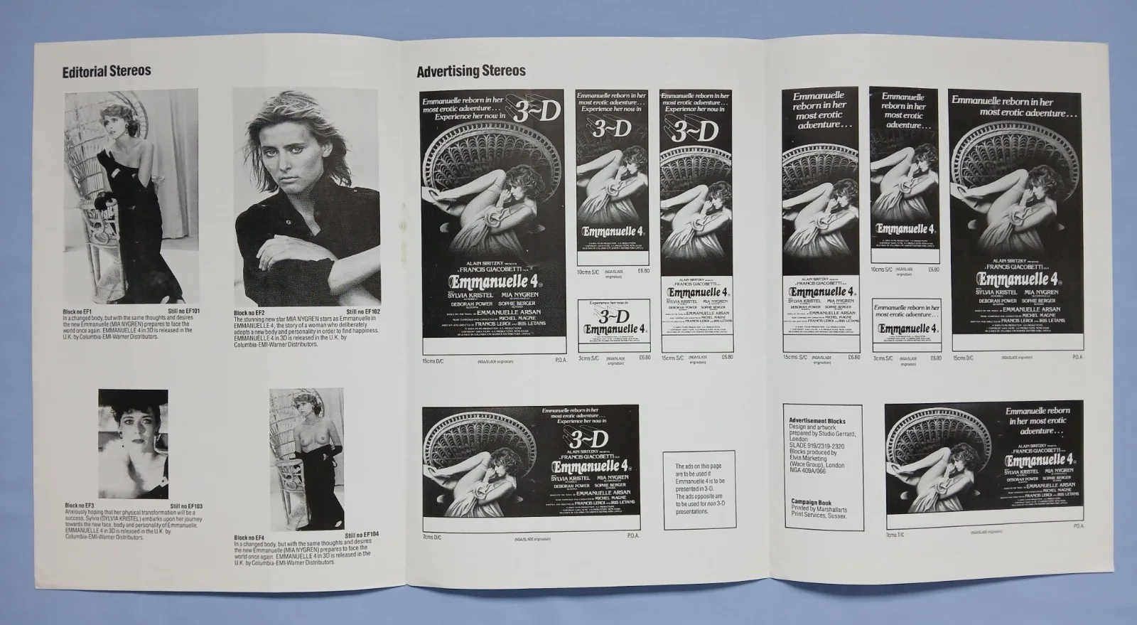 EMMANUELLE 4 (1984) original UK Campaign Press Book - Sylvia Kristel, Mia Nygren, изображение 3