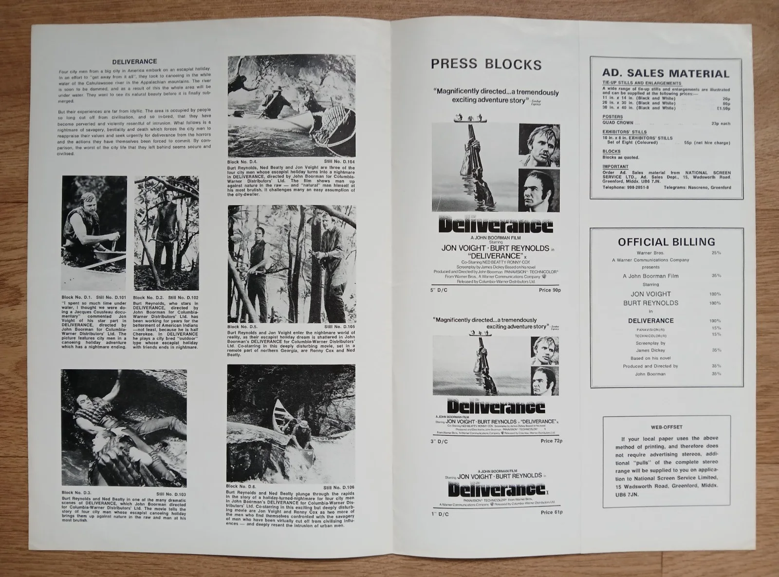 DELIVERANCE (1972) original UK Campaign Press Book - Jon Voight, Burt Reynolds, image 3