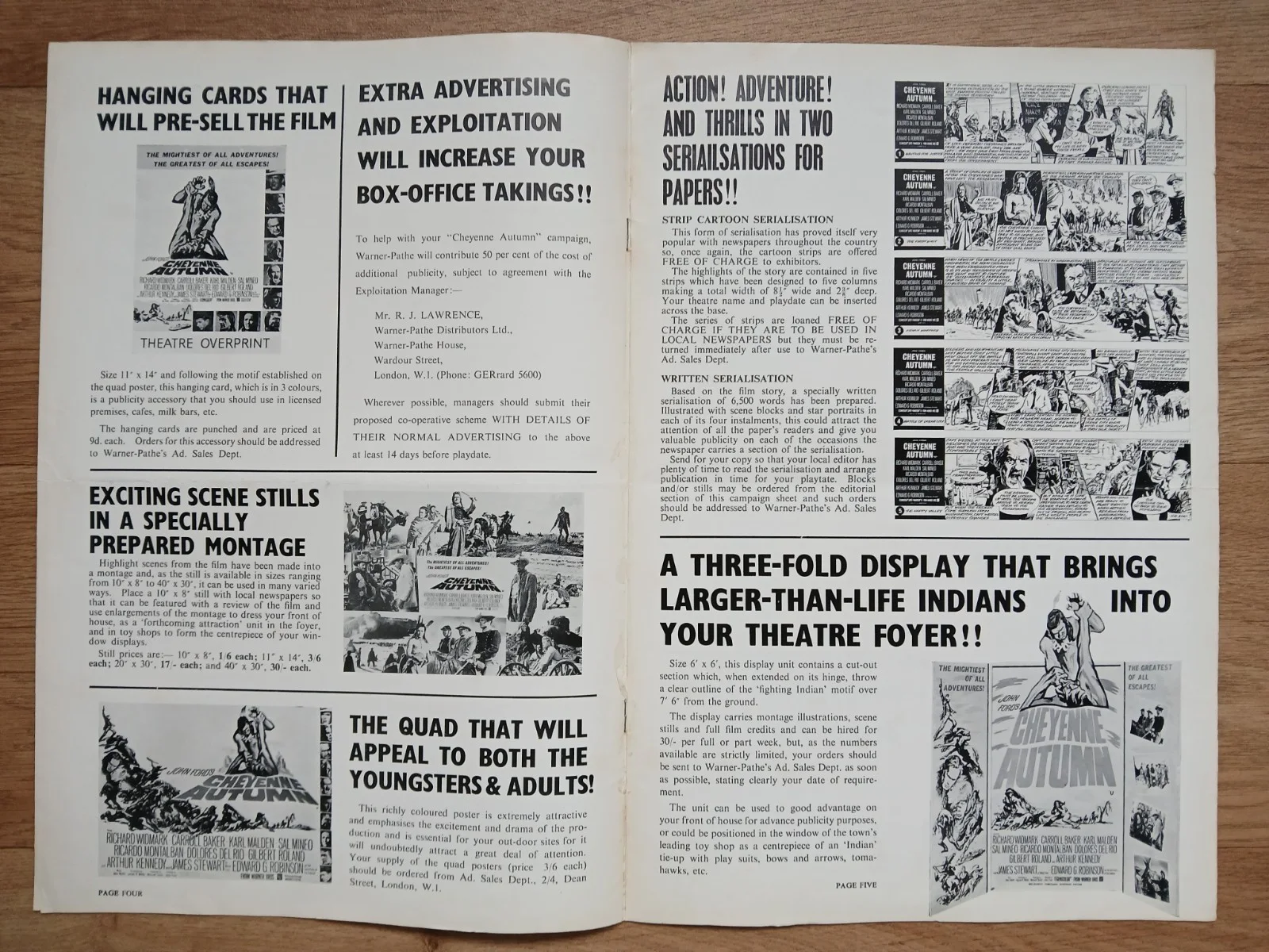 CHEYENNE AUTUMN (1964)rare original UK Exhibitors Campaign Press Book -John Ford, изображение 3