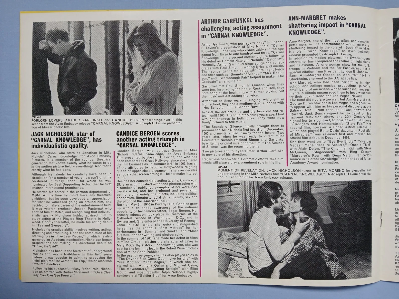 CARNAL KNOWLEDGE (1971) rare original UK Exhibitors Campaign Press Book, image 4
