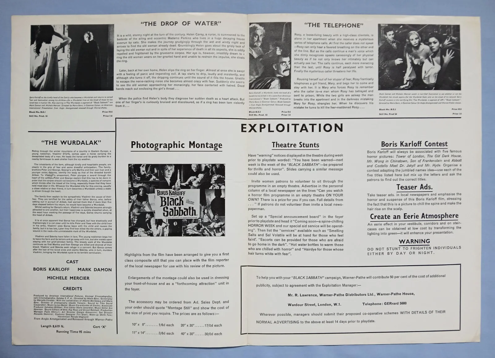 BLACK SABBATH (1963) original UK Campaign Press Book - Mario Bava, Boris Karloff, изображение 3