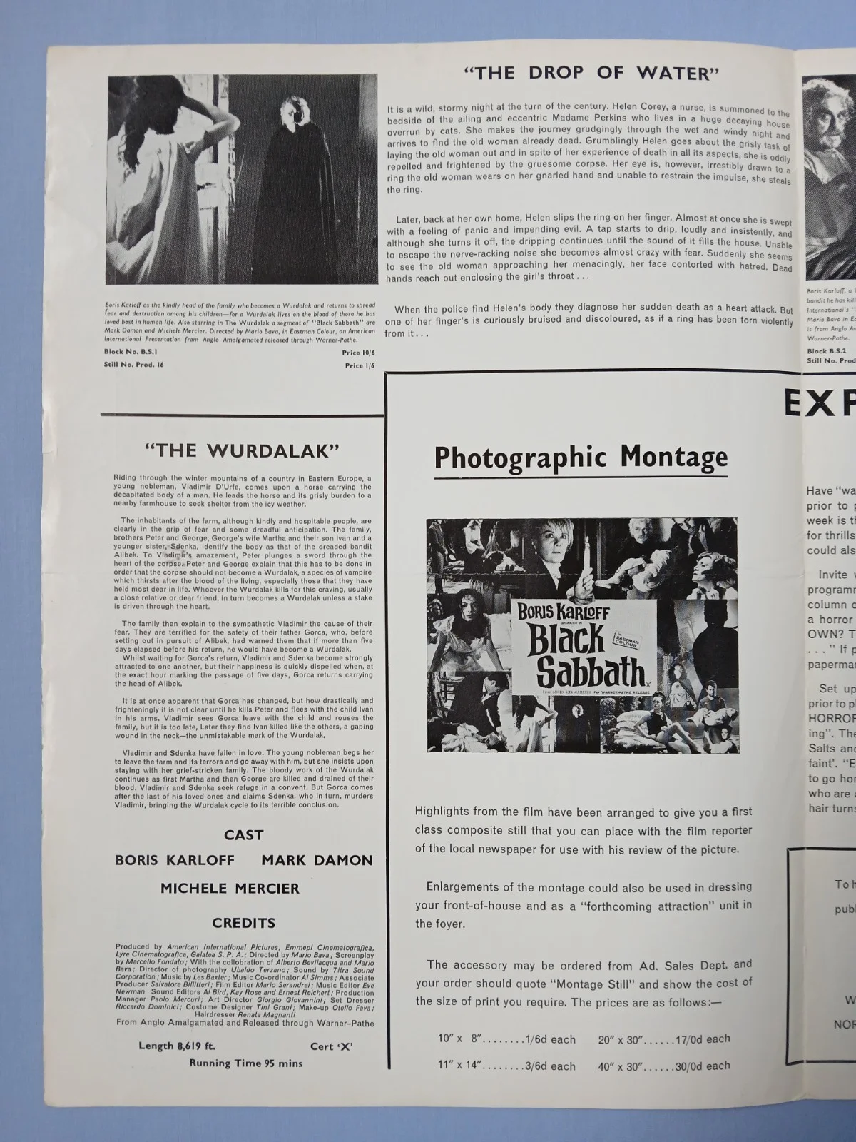 BLACK SABBATH (1963) original UK Campaign Press Book - Mario Bava, Boris Karloff, изображение 4