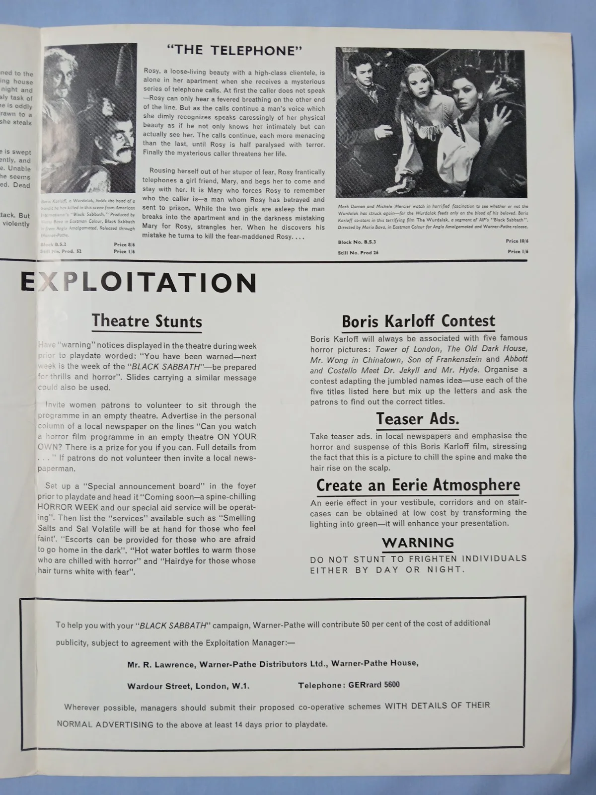 BLACK SABBATH (1963) original UK Campaign Press Book - Mario Bava, Boris Karloff, изображение 5