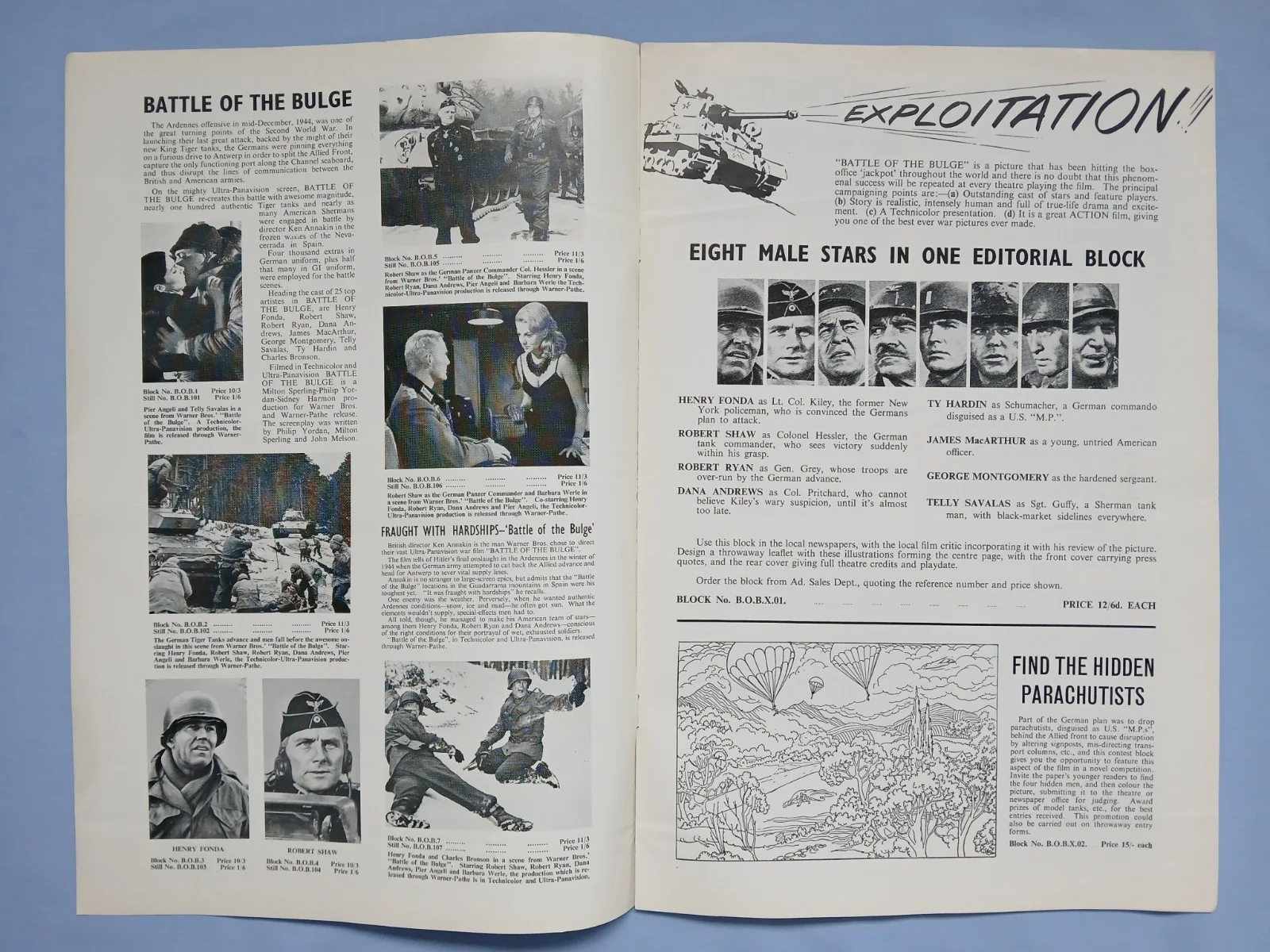 BATTLE OF THE BULGE (1965) rare original UK Exhibitors Campaign Press Book, изображение 2