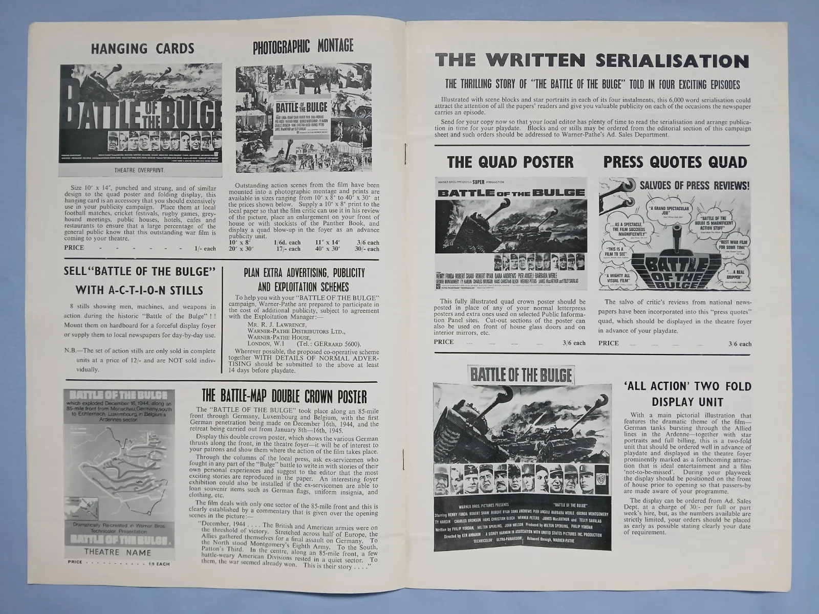 BATTLE OF THE BULGE (1965) rare original UK Exhibitors Campaign Press Book, изображение 3
