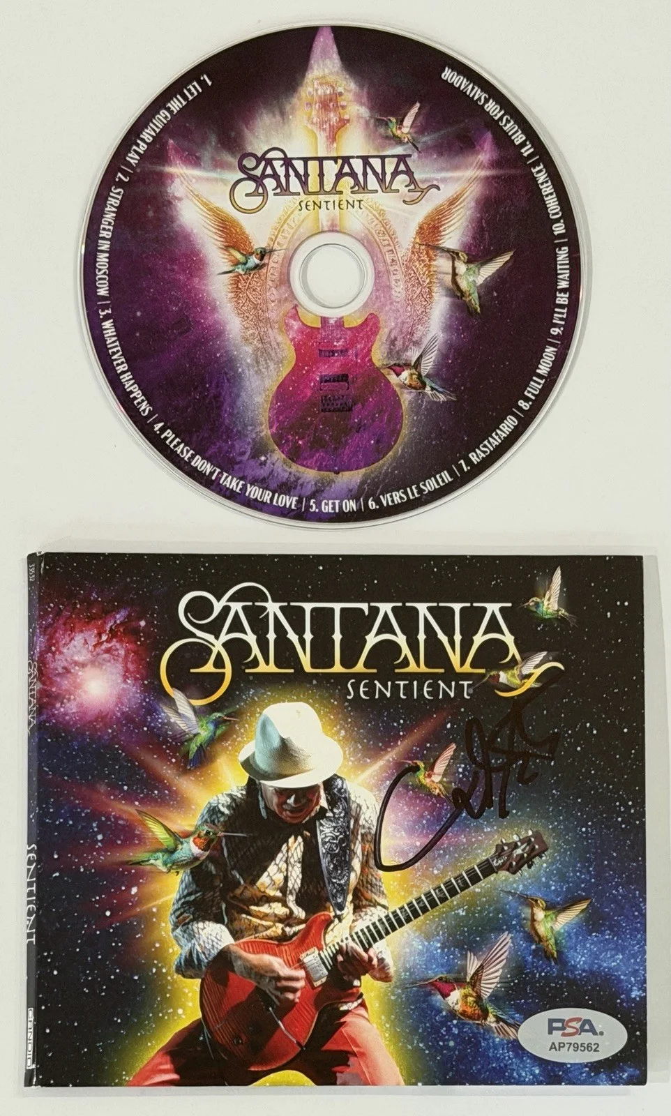 Carlos Santana SIGNED Sentient CD Album Cover & CD PSA DNA COA Autographed Auto, image 2