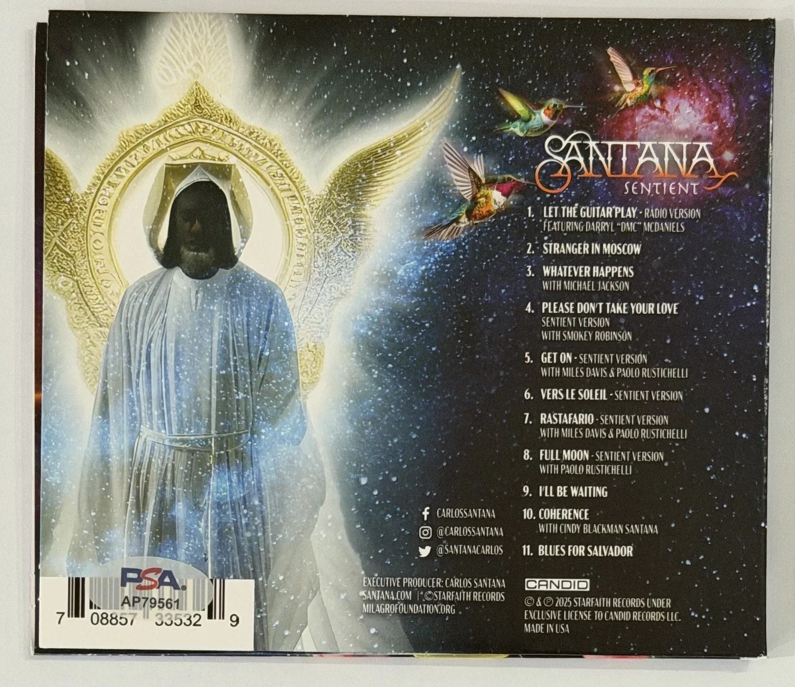Carlos Santana SIGNED Sentient CD Album Cover & CD PSA DNA COA Autograph RARE, изображение 3