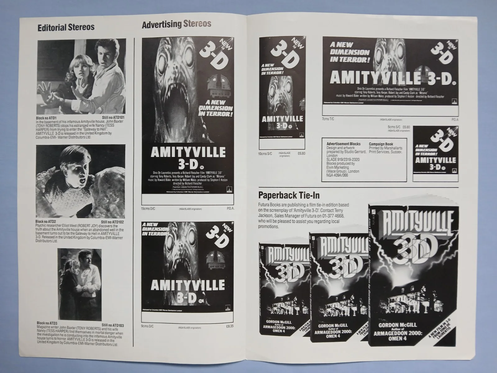 AMITYVILLE 3-D (1983) rare original UK Exhibitors Campaign Press Book, image 2