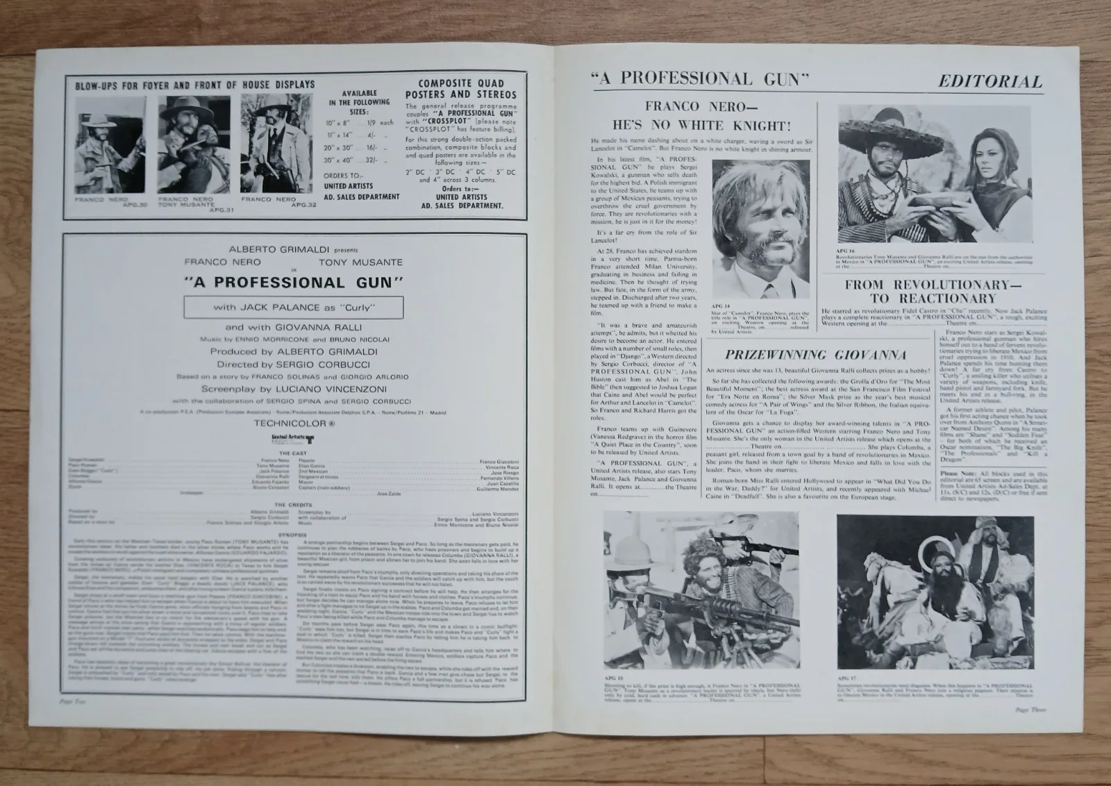 A PROFESSIONAL GUN (1968) orig UK Campaign Press Book - Franco Nero,Jack Palance, изображение 2