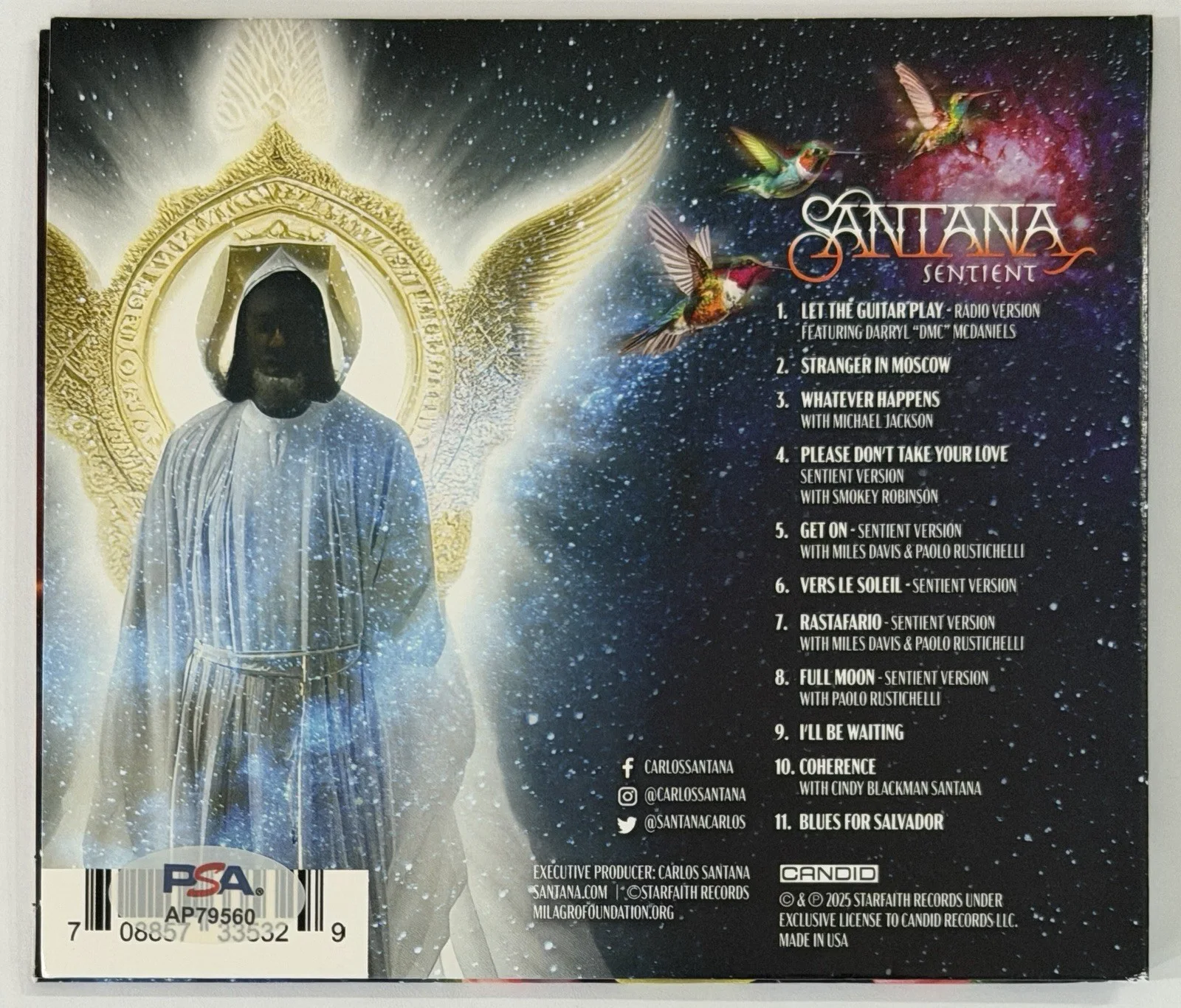 Carlos Santana SIGNED Sentient Cover & CD PSA DNA COA Autograph Guitar Legend, изображение 2