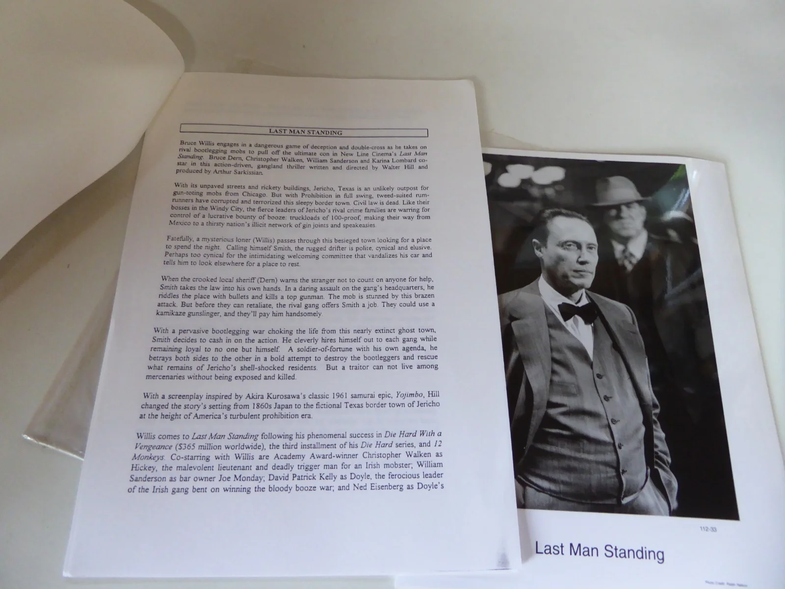 Last Man Standing Press Kit 4 B/W Photos - Bruce Willis Christopher Walken, image 2