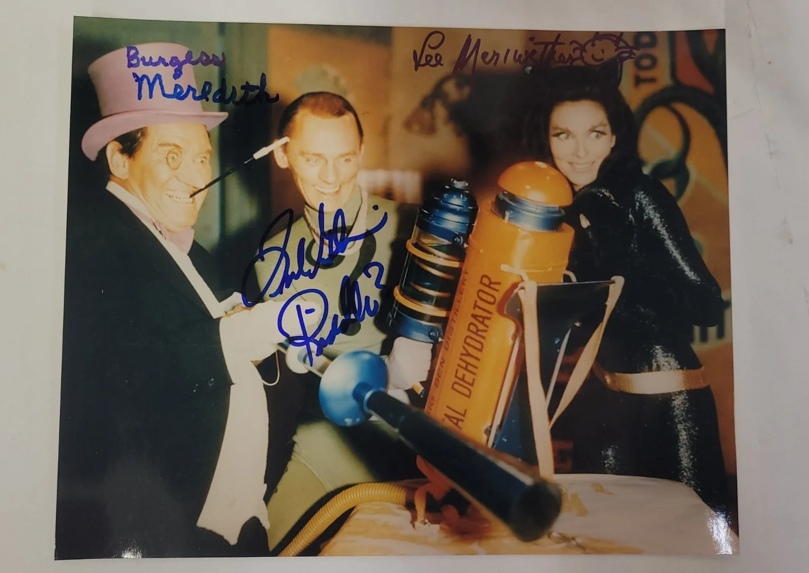 Burgess Meredith, Lee Meriwether & Frank Gorshin — Burgess Meredith, Lee Meriwether & Frank Gorshin Signed photo - 1966 Batman
