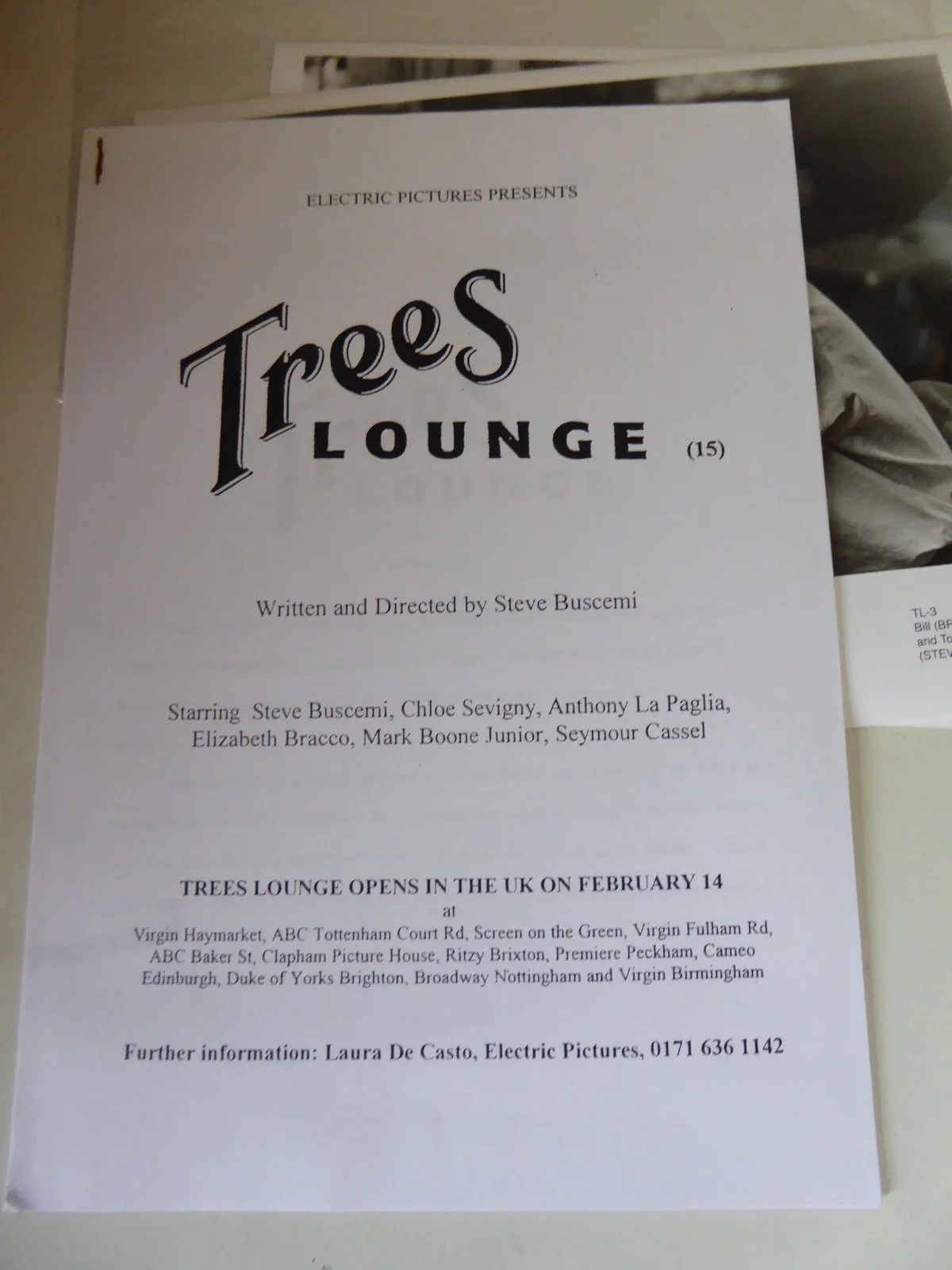 Trees Lounge Electric Pictures Press Kit 4 Photos - Steve Buscemi Chloe Sevigny, изображение 4