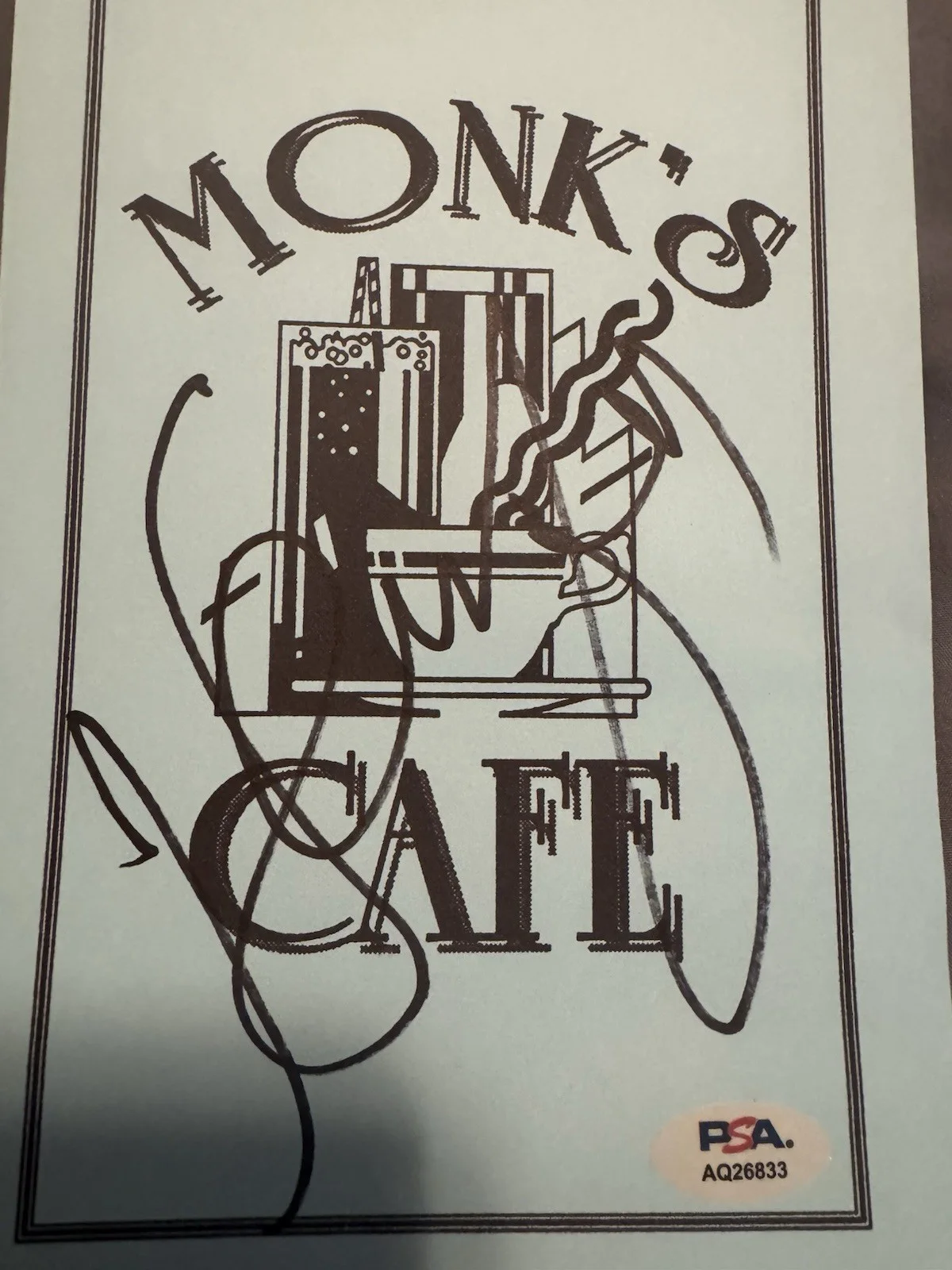 Jerry Seinfeld — Jerry Seinfeld Signed Autographed Monk's Menu Prop "SEINFELD" (PSA/DNA), image 5