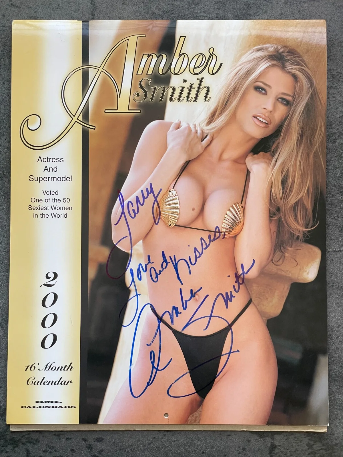 Amber Smith — RARE Amber Smith Sexy Supermodel Signed 2000 Calendar 14x11 RML Calendars No COA, image 2