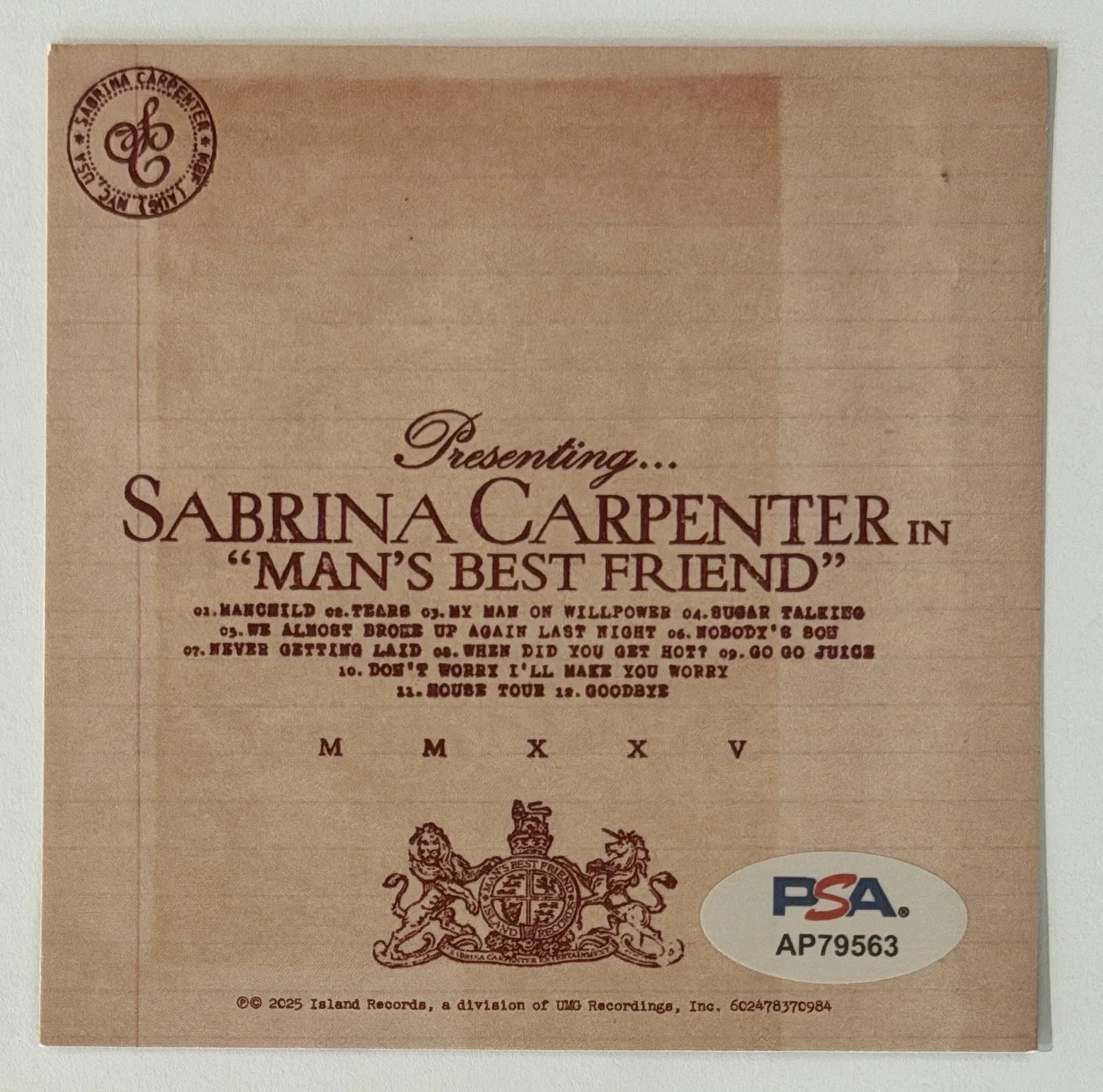 SIGNED Sabrina Carpenter Man’s Best Friend Sexy Photograph & CD PSA DNA COA Auto, изображение 2