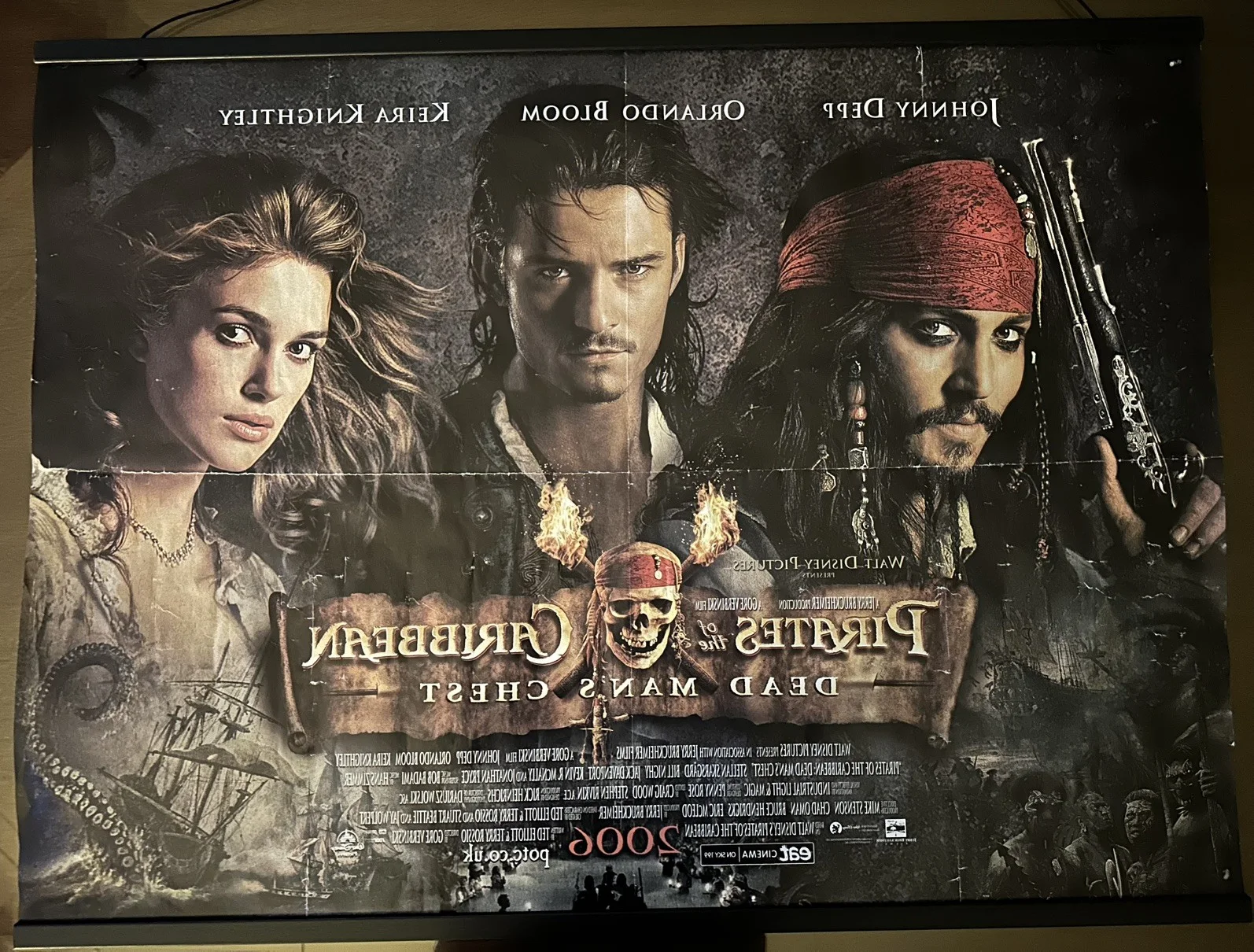'Pirates of the Carribean : Dead Man's Chest' (2006) Original UK Quad Poster, изображение 2
