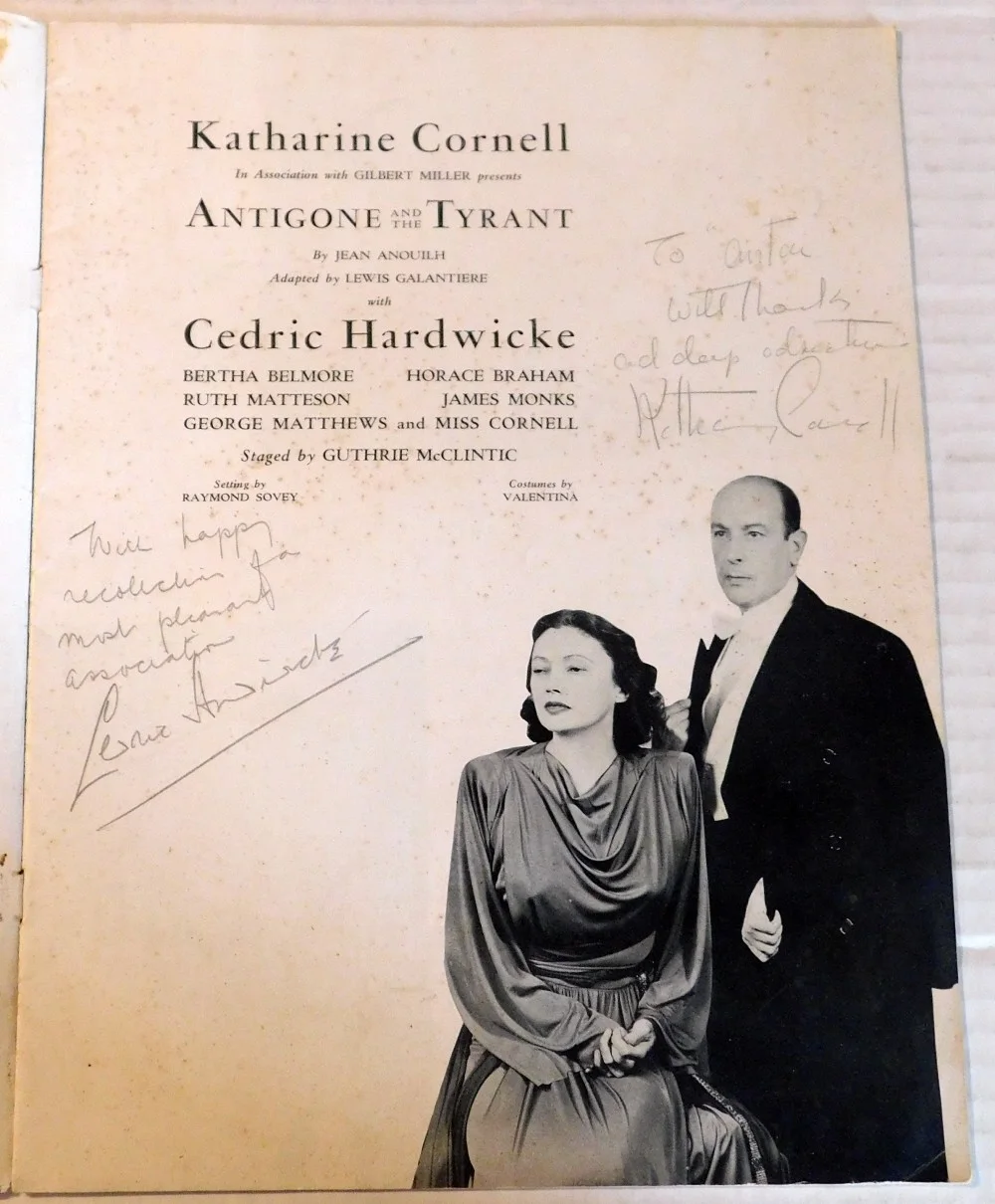 Katharine Cornell, Cedric Hardwicke — ANTIGONE & THE TYRANT PROGRAM - SIGNED by KATHARINE CORNELL & CEDRIC HARDWICKE, image 2
