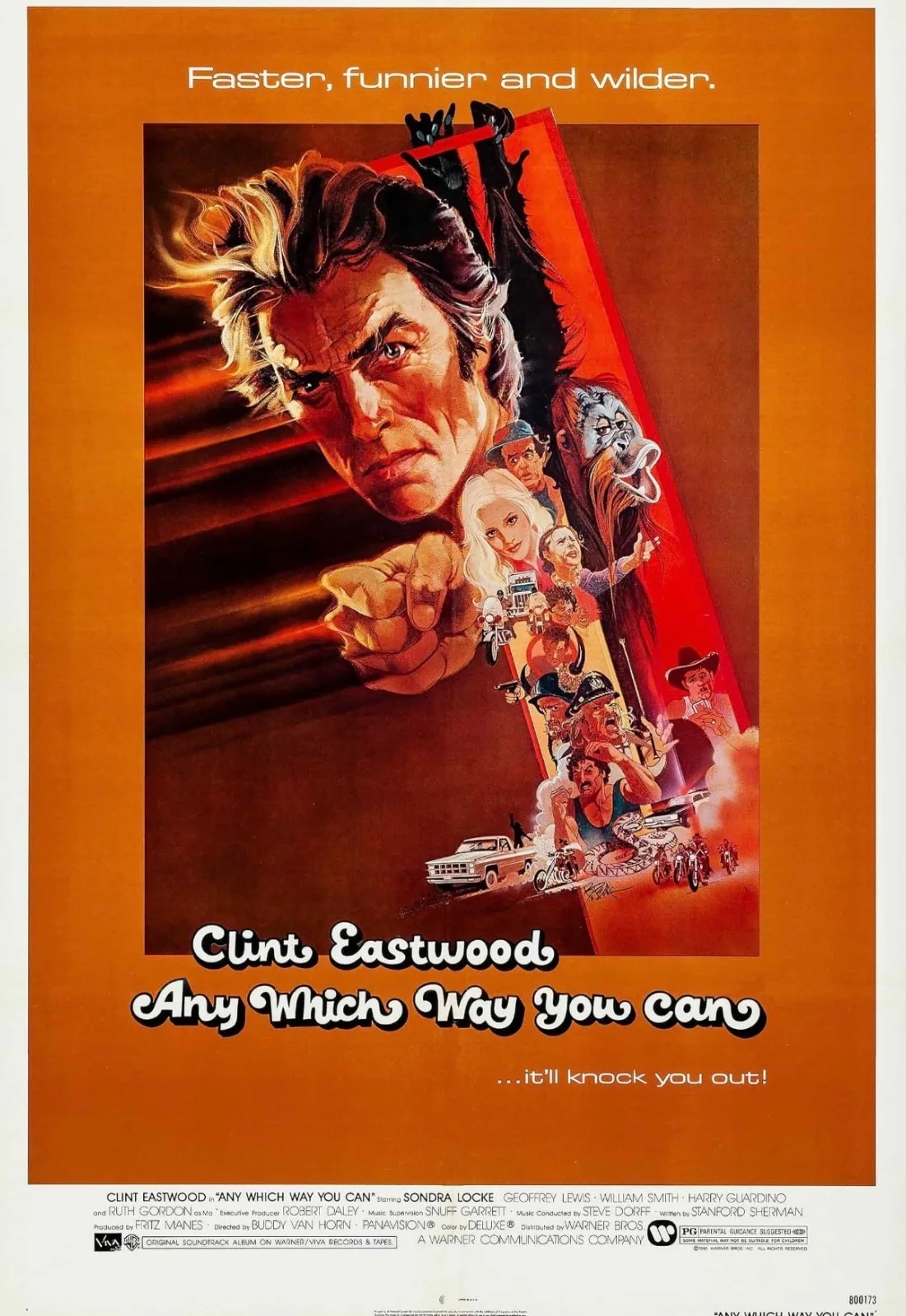 Any Which Way You Can (1980) Very Rare Unmounted Genuine 35mm Film Cells, изображение 2