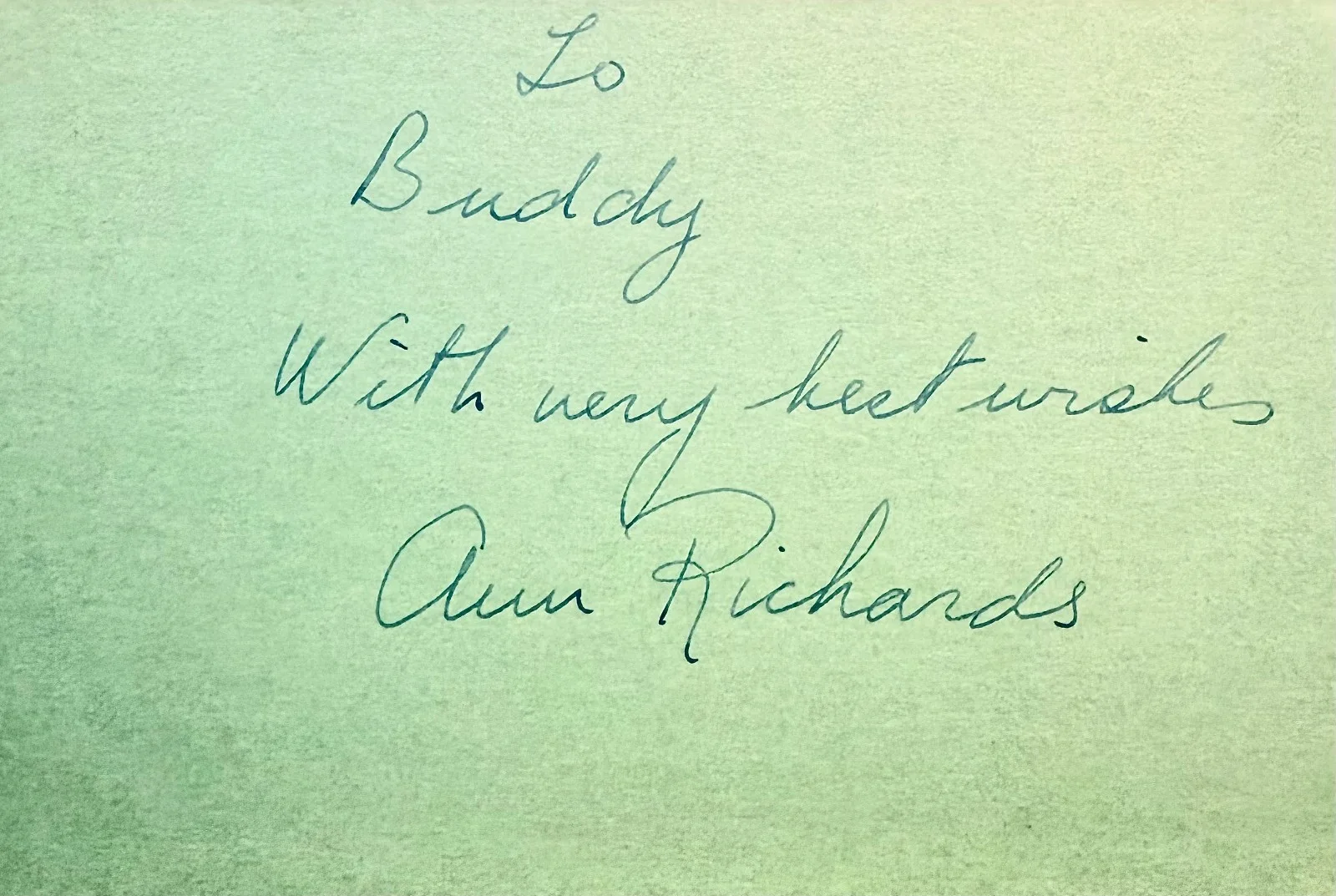 Ann Richards — ANN RICHARDS Autographed Signed 4x6 INDEX CARD An American Romance LOVE LETTERS, image 3