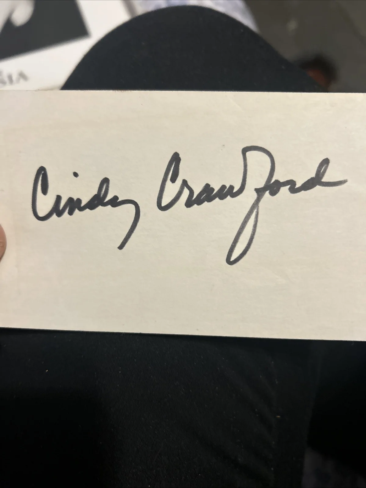 Cindy Crawford — Cindy Crawford 3 X 5 Index Card Signature, image 2
