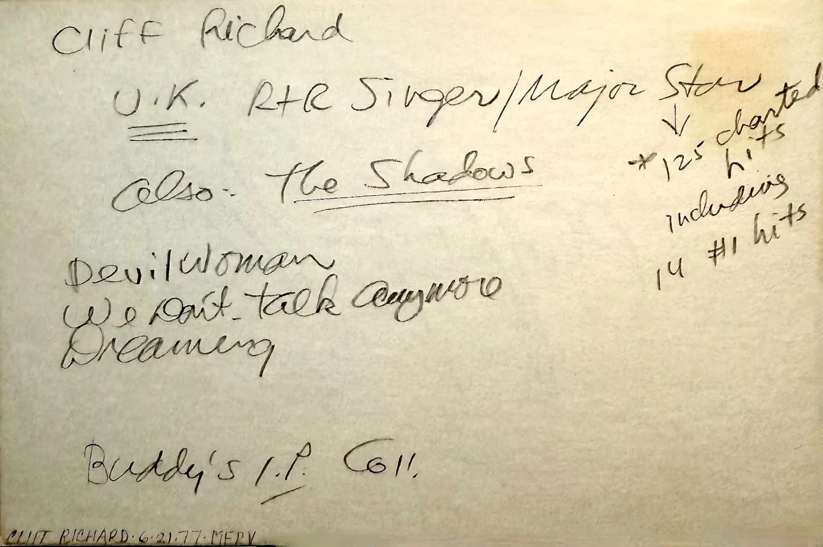 Cliff Richard — CLIFF RICHARD Signed Autographed 4"x 6" INDEX CARD The Young Ones SUMMER HOLIDAY, image 4