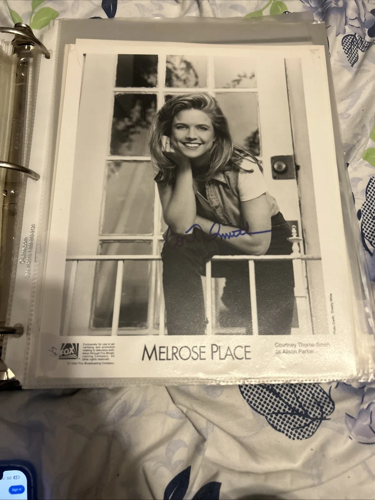 Courtney Thorne Smith — Courtney Thorne Smith Autographed 8 X 10 Black-And-White Photo Melrose Place