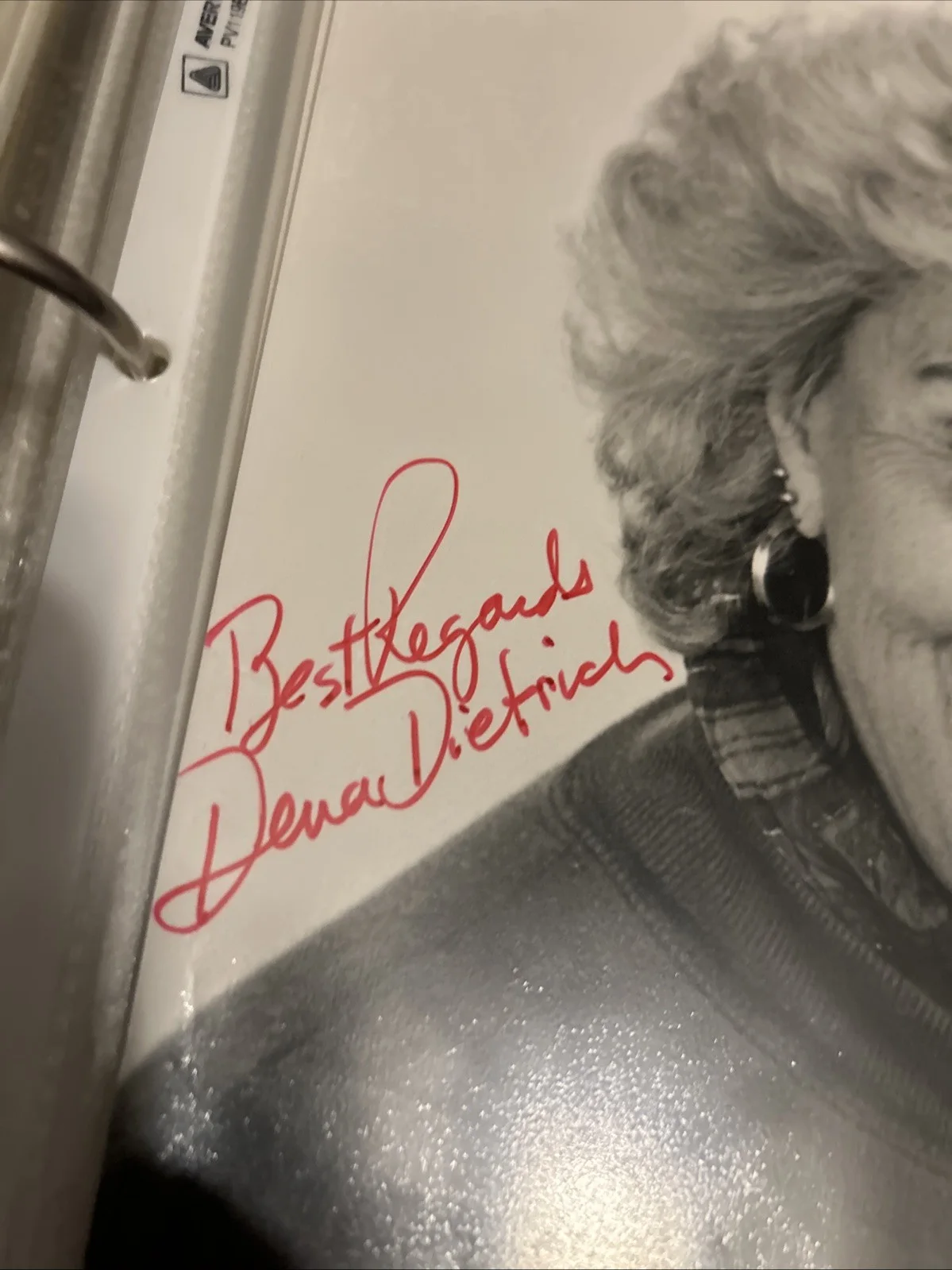 Dena Dietrich — Dena Dietrich Autographed 8 X 10 Black-And-White Photo Signed In Red Ink, image 3