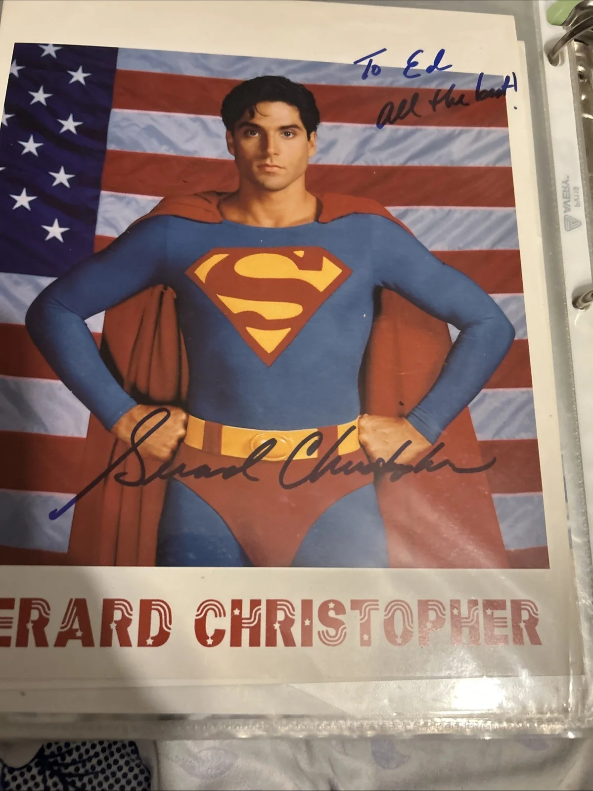 Gerard Christopher — Gerard Christopher Autograph Photo Superman 8 X 10 Color, image 2