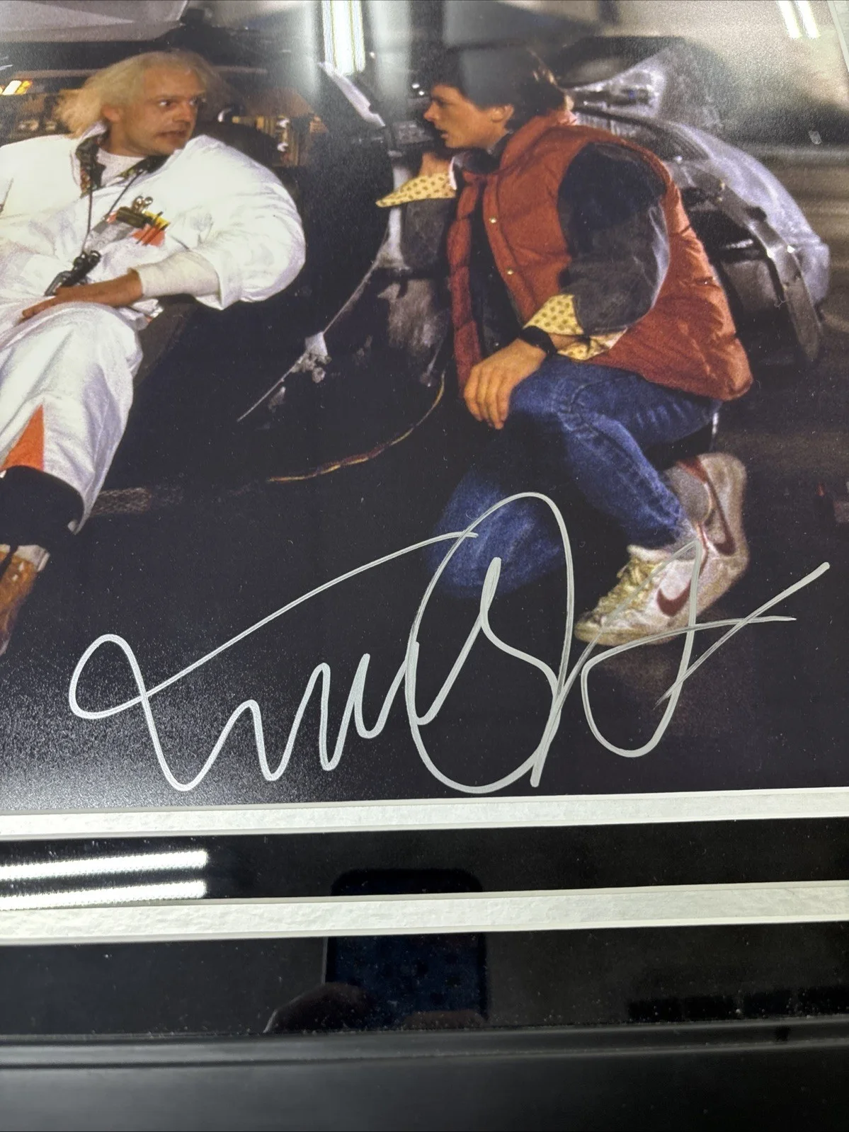 Michael J Fox — Michael J. Fox Christopher Lloyd Auto Back to the Future 16x20 Framed Photo COA, image 3