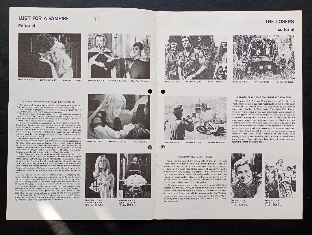 LUST FOR A VAMPIRE / THE LOSERS pressbook, image 2