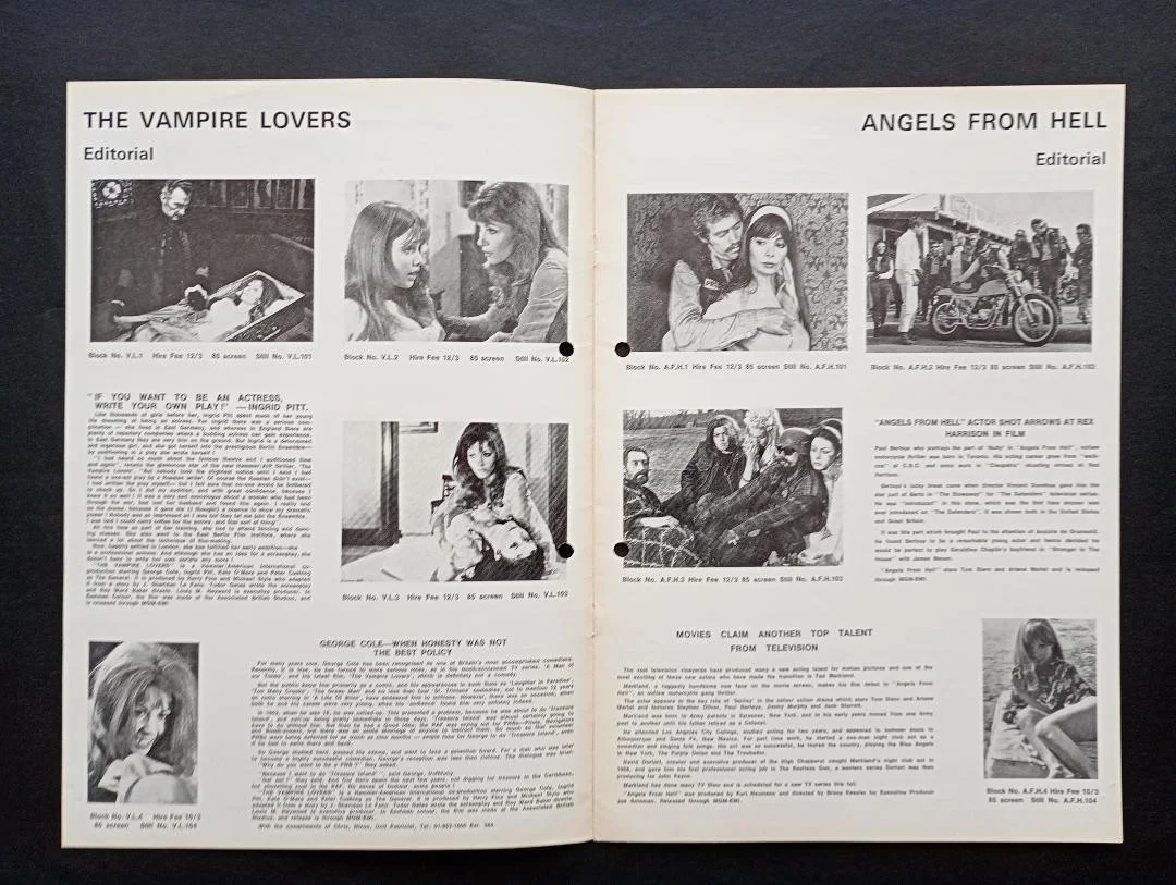 VAMPIRE LOVERS / ANGELS FROM HELL pressbook, image 2