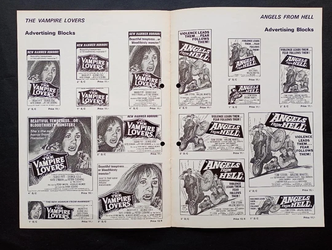 VAMPIRE LOVERS / ANGELS FROM HELL pressbook, image 3