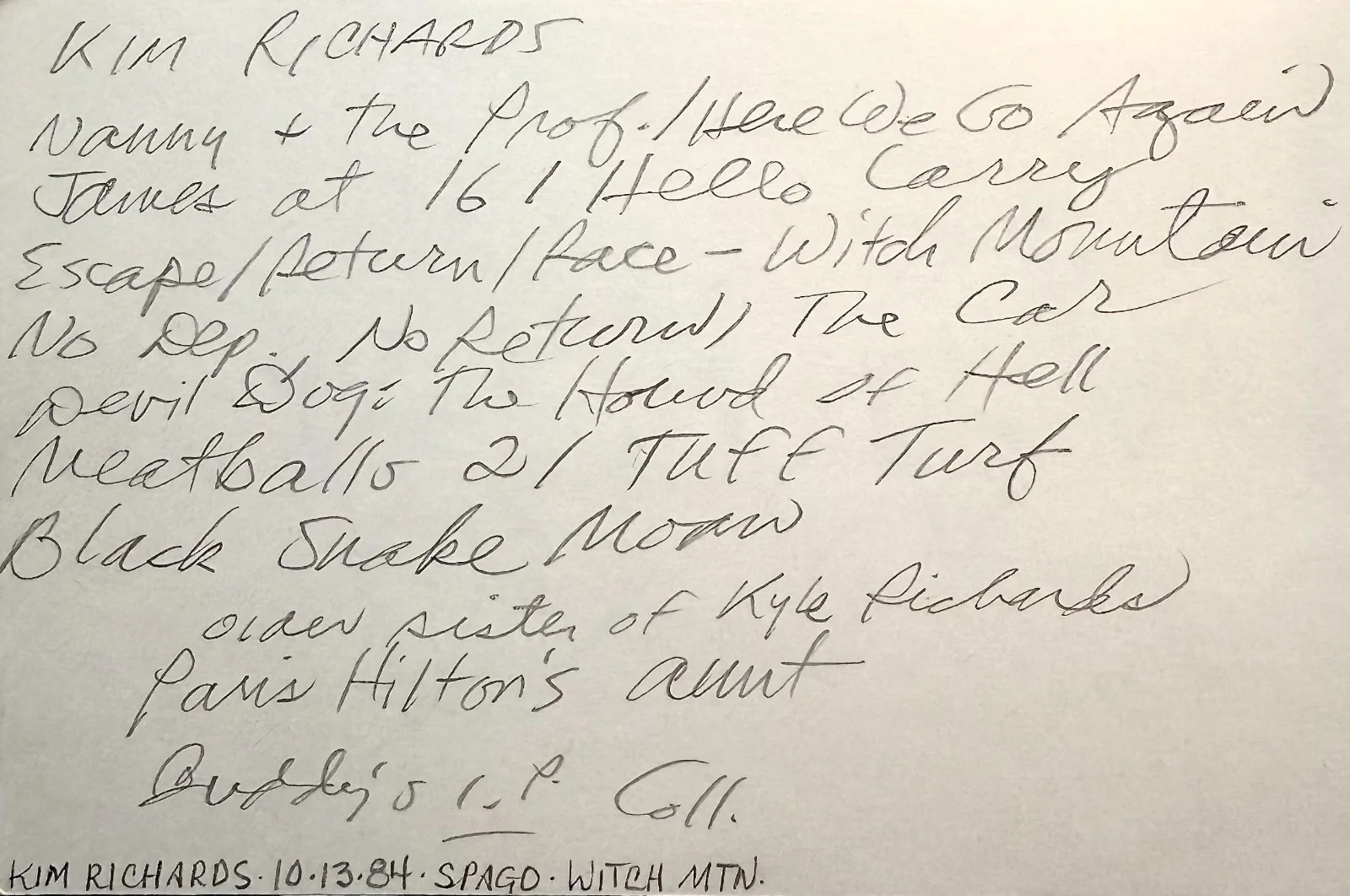 Kim Richards — KIM RICHARDS Autograph Signed 4x6 INDEX CARD Escape to Witch Mountain HOUSEWIVES, image 2