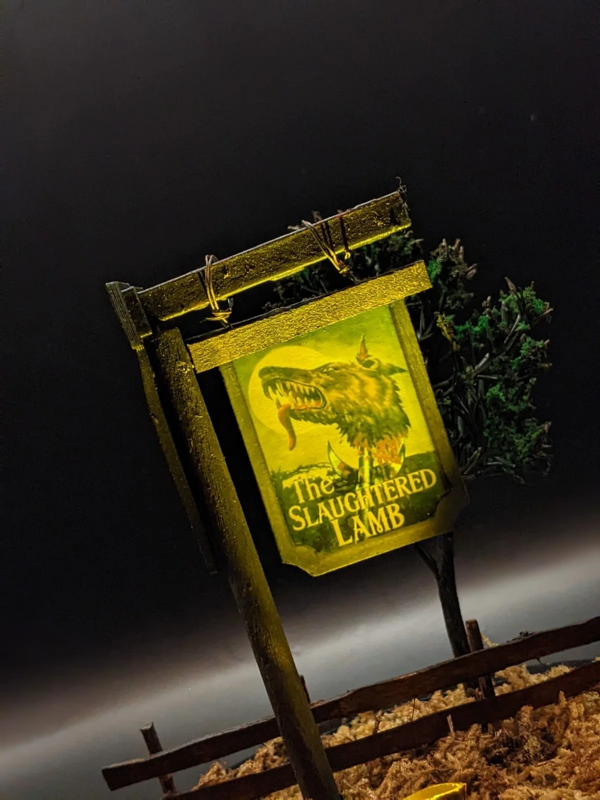 American Werewolf in London Diorama – Handmade Slaughtered Lamb Sign Mini Scene, image 3