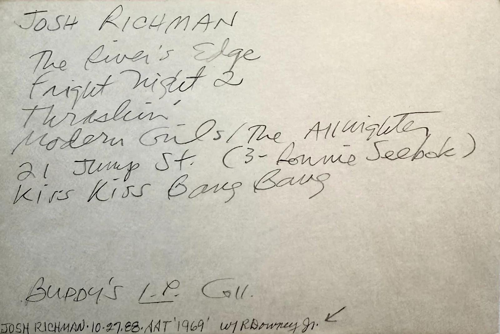 Josh Richman — JOSH RICHMAN Signed Autograph 4x6 INDEX CARD HEATHERS Guns N' Roses RIVER'S EDGE, изображение 2
