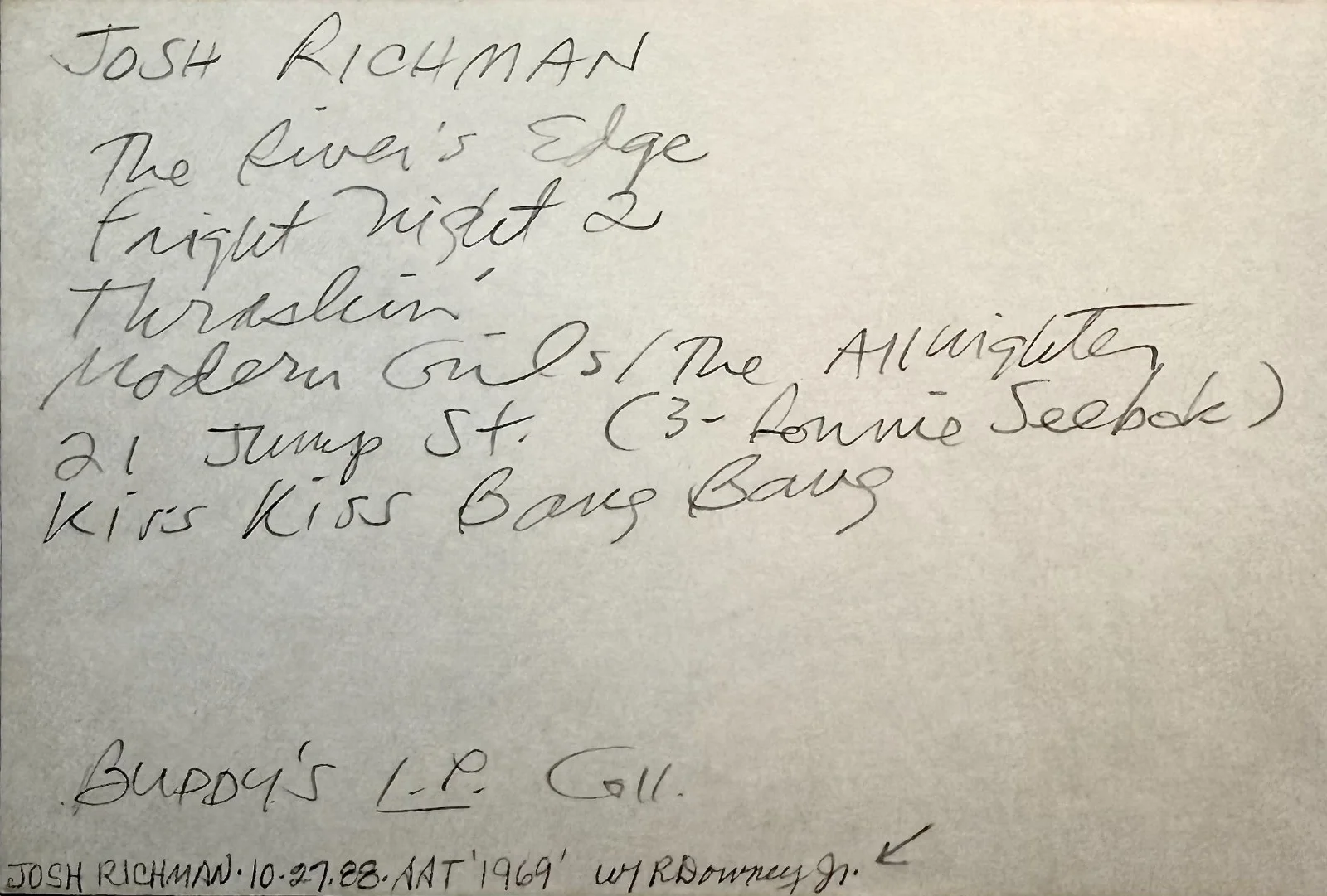 Josh Richman — JOSH RICHMAN Signed Autograph 4x6 INDEX CARD HEATHERS Guns N' Roses RIVER'S EDGE, изображение 4
