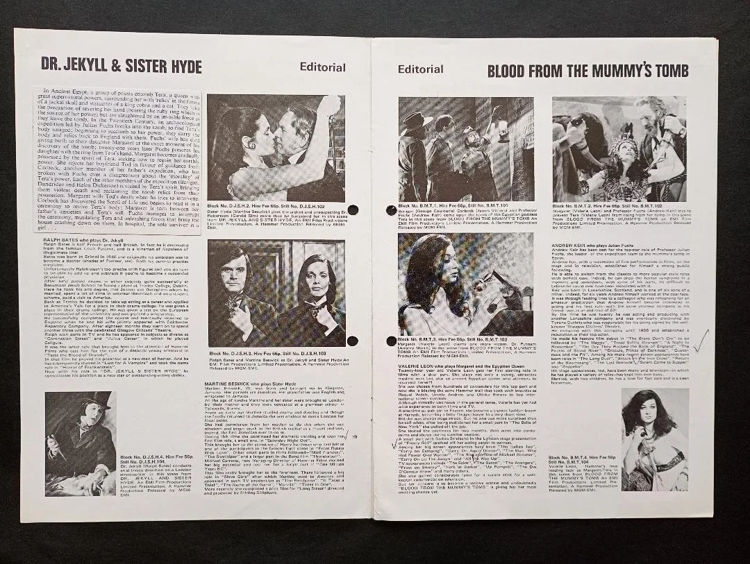 DR. JEKYLL & SISTER HYDE / BLOOD FROM THE MUMMY'S TOMB pressbook, image 2