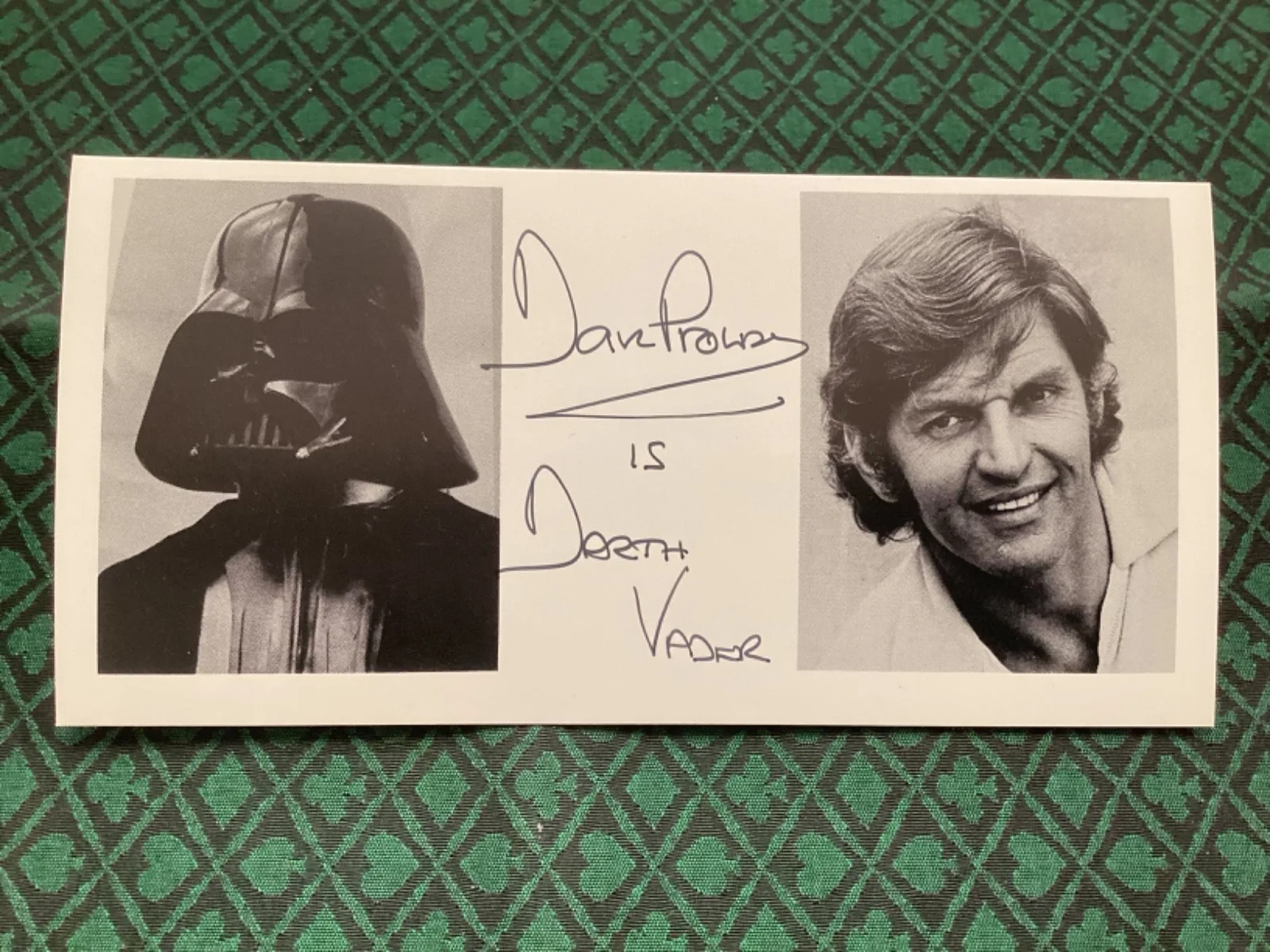 Dave Prowse — Dave Prowse autograph photo fan club card