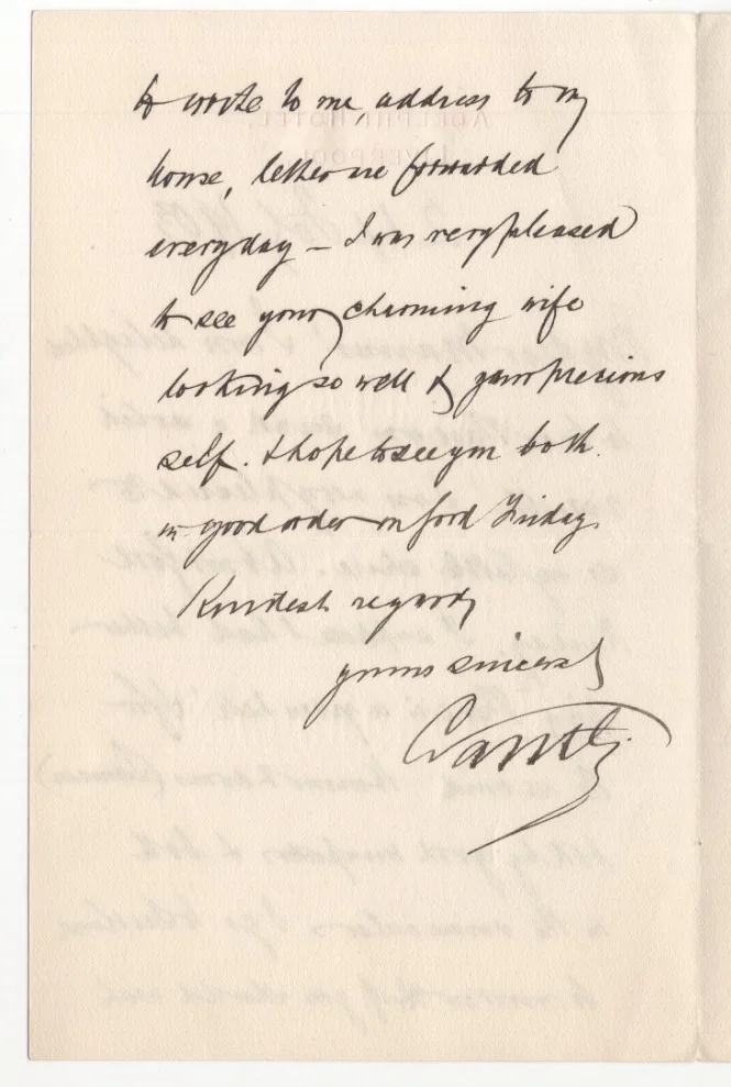 Charles Santley Signed Letter 1903 to August Manns / Autographed Opera Singer, изображение 2
