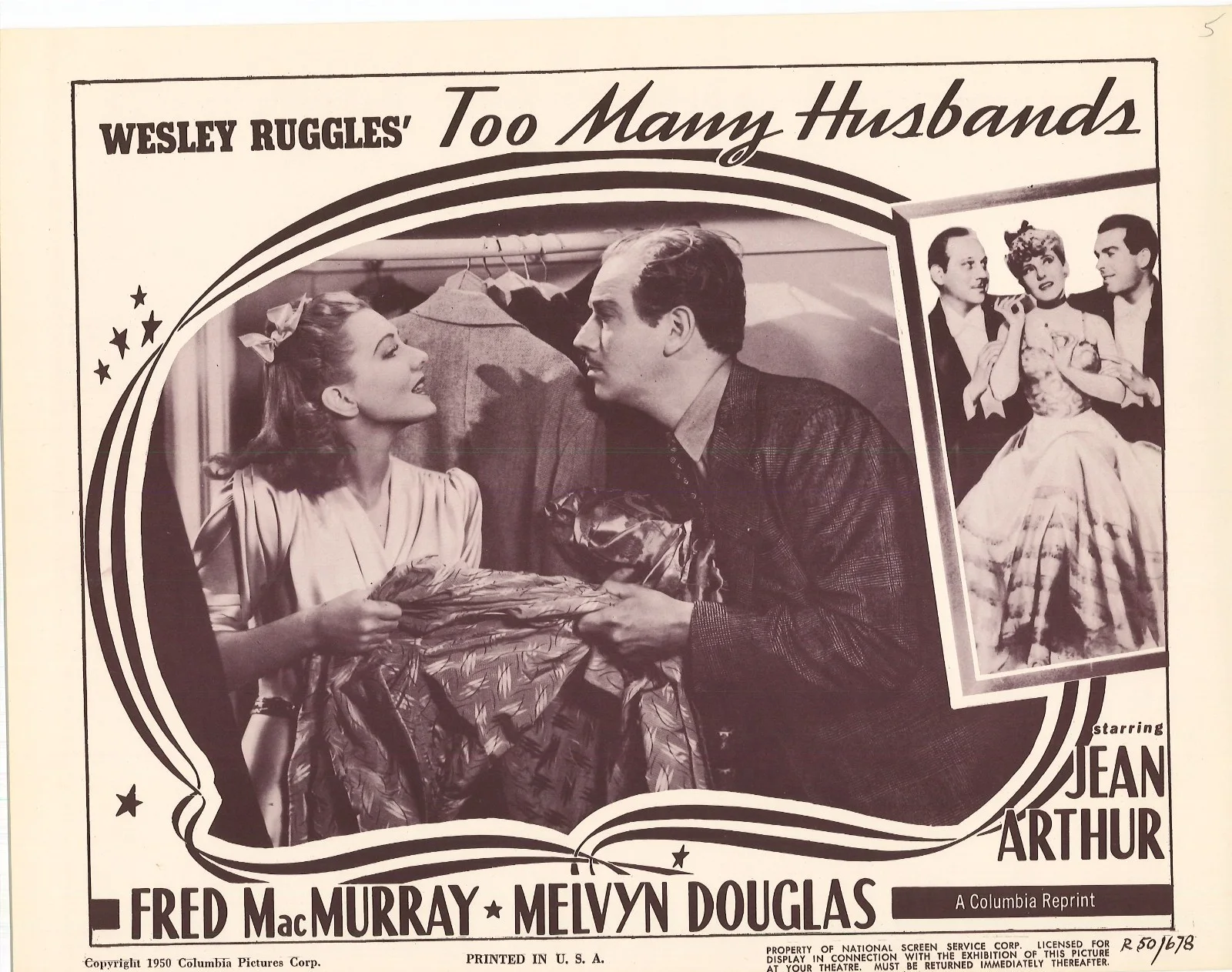 Too Many Husbands 5x ORIGINAL US Lobby Cards Jean Arthur Wesley Ruggles 1950RR, изображение 2