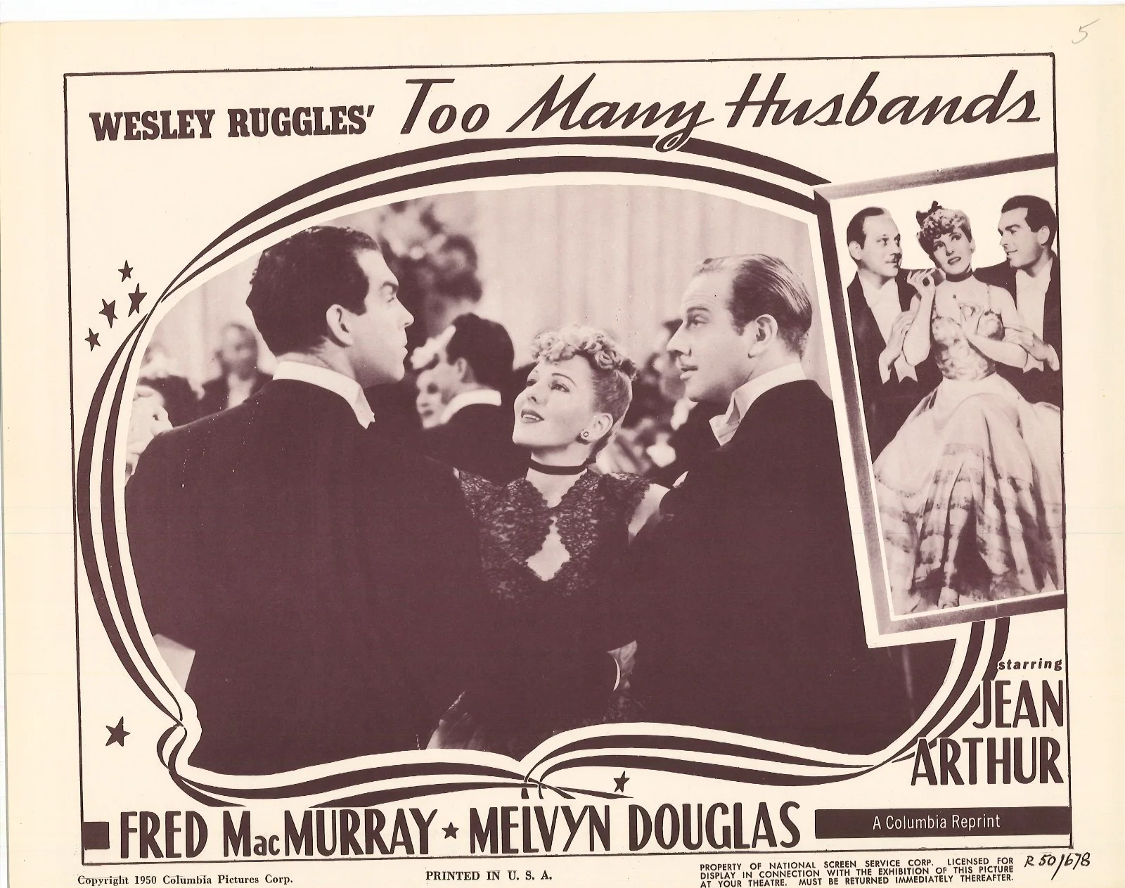 Too Many Husbands 5x ORIGINAL US Lobby Cards Jean Arthur Wesley Ruggles 1950RR, изображение 3