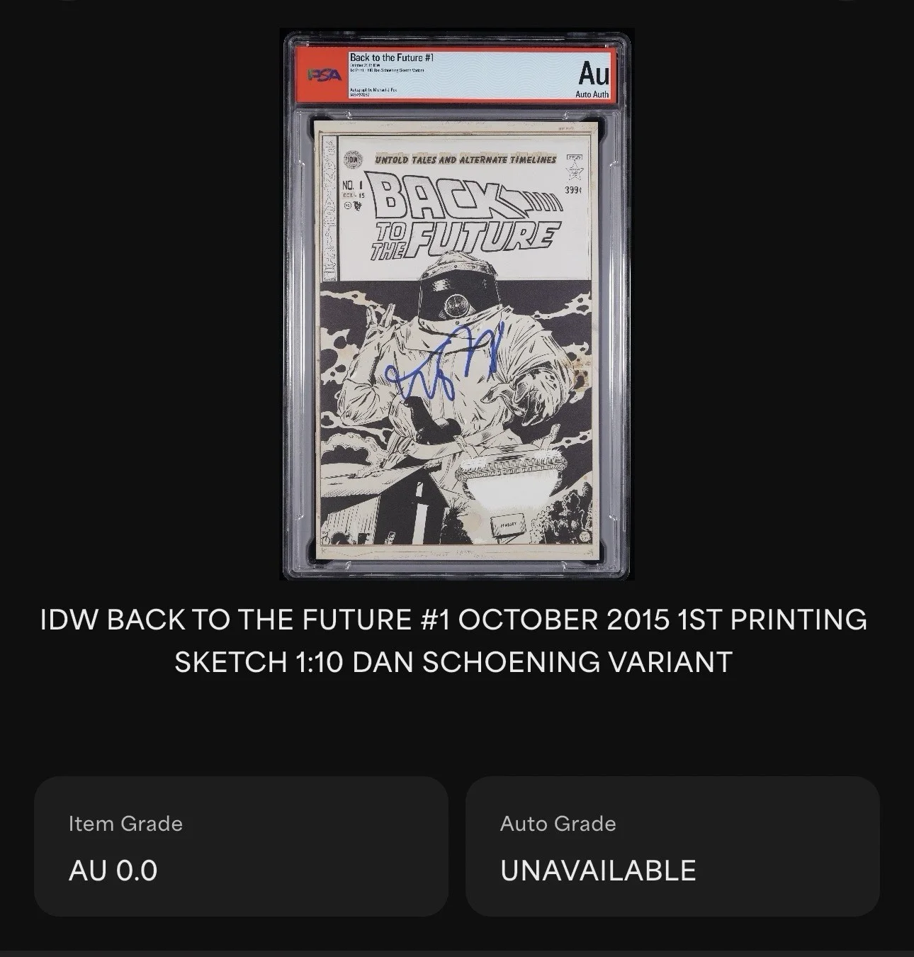 IDW Back to the Future #1 Variant Michael J Fox Signed PSA Authentic Comic, image 5