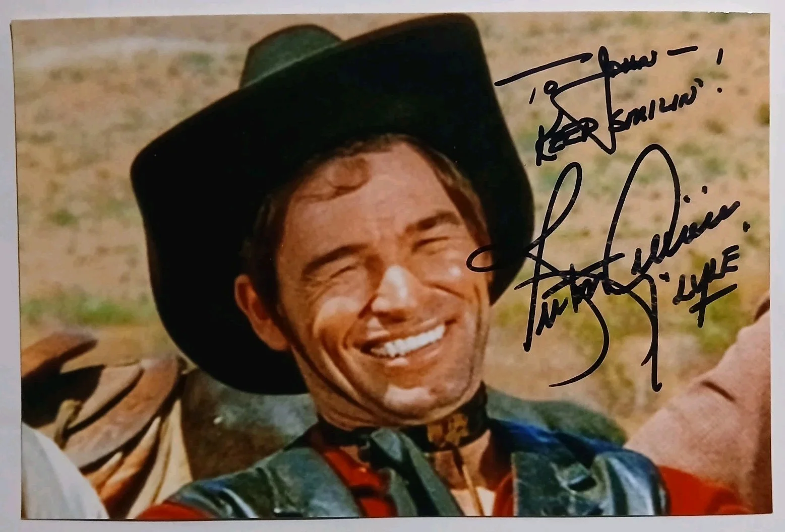 burton gilliam — burton gilliam signed 'john keep smilin' 4x6 photo blazing saddles