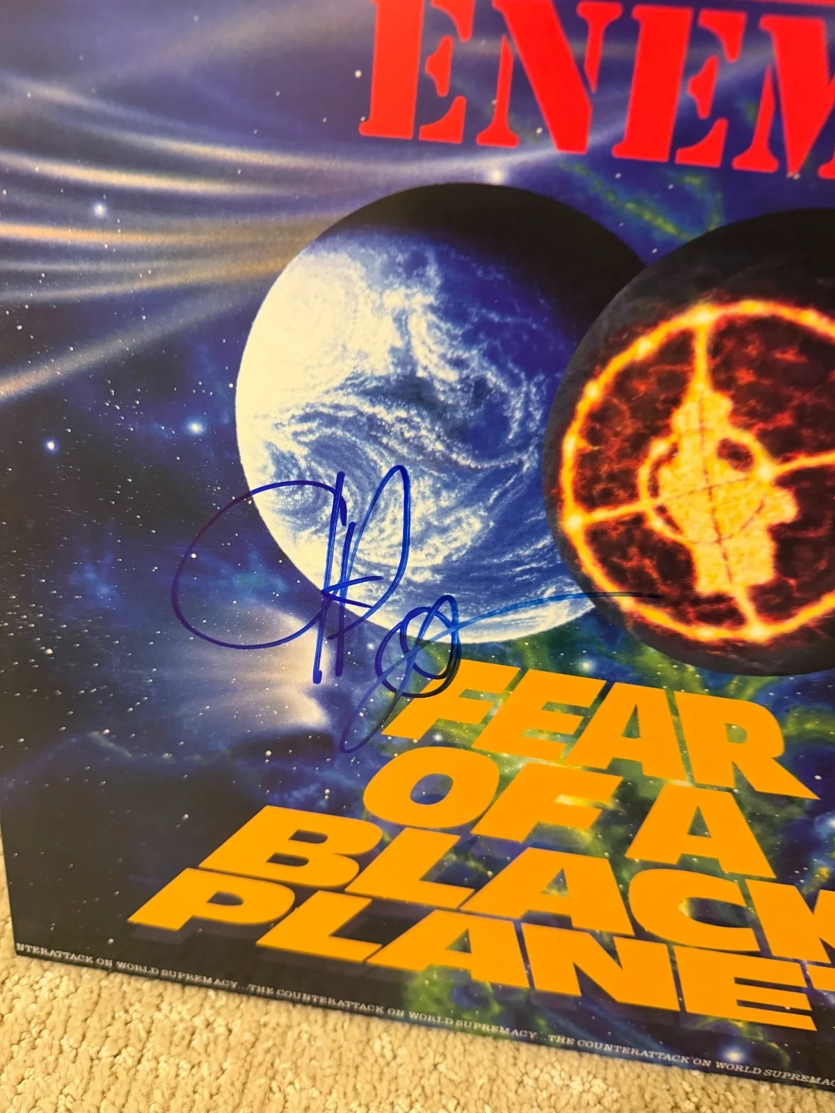 Chuck D Public Enemy Rapping Legend Signed Autograph Vinyl Fear of Black Planet, изображение 2