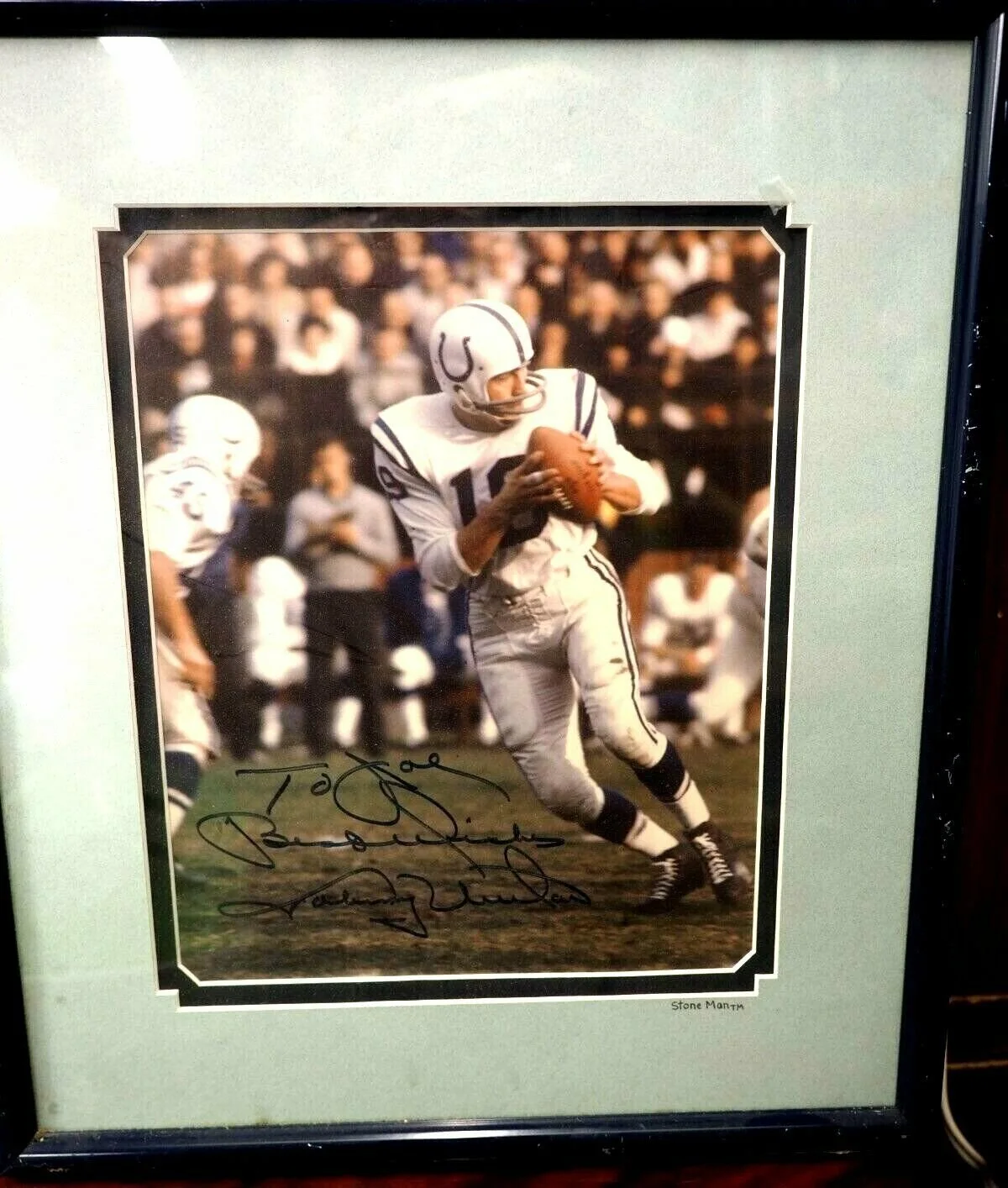 Johnny Unitas Autographed Color NFL Photo in Custom Frame, image 2