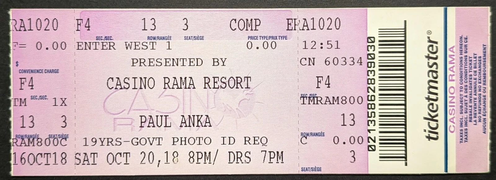 Singer Paul Anka Signed Autographed Sheet Music + Ticket JSA Music Songwriter, image 3