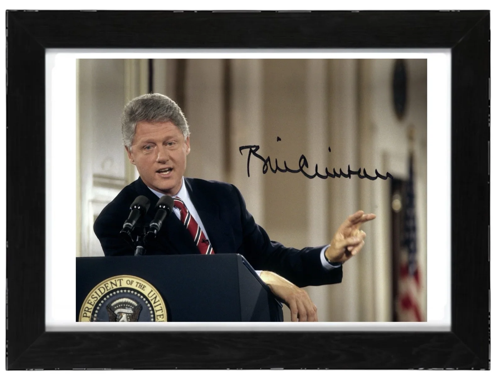 Bill Clinton Signed Autograph PHOTO Pre Print 6x4/A4/ Framed, image 3