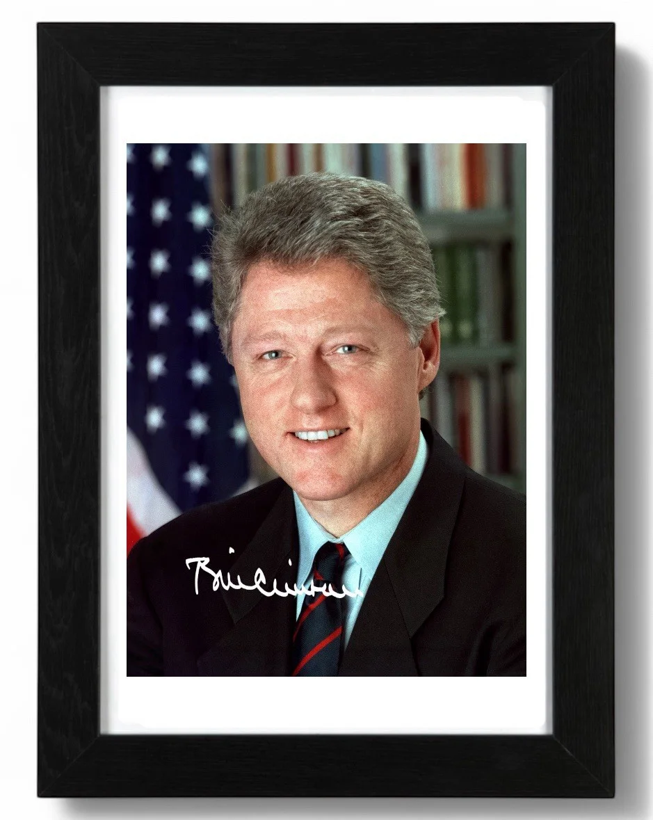 Bill Clinton Signed Autograph PHOTO Pre Print 6x4/A4/ Framed, image 2